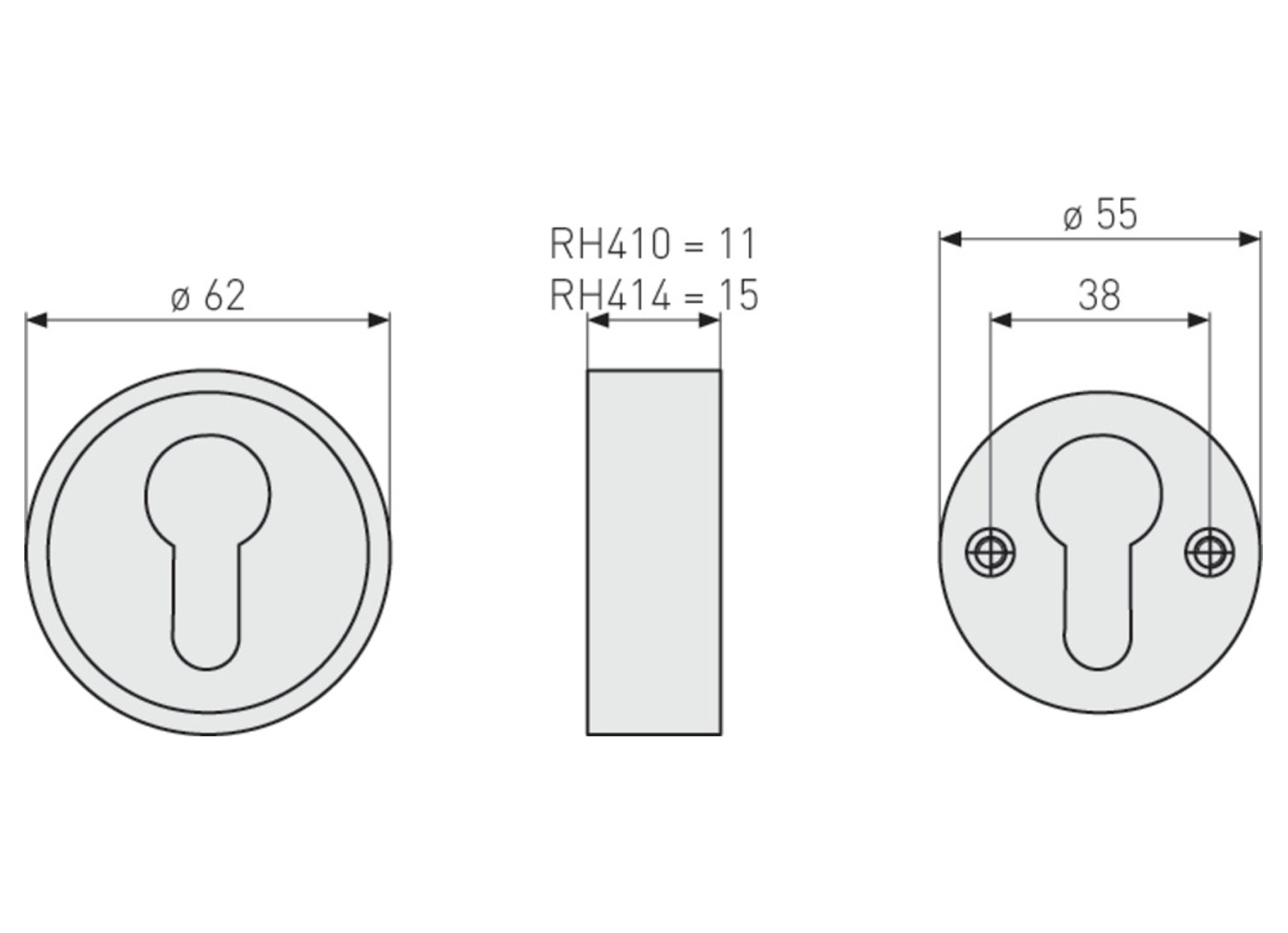 ABUS ROSACE DE PROTECTION RONDE 10MM ALU ARGENT RH410F2C