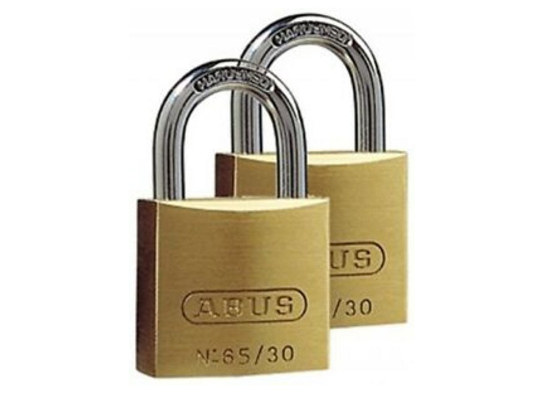 ABUS HANGSLOT MESSING TWINS 65/30 30MM 2-PACK - 3 SLEUTELS INBEGREPEN