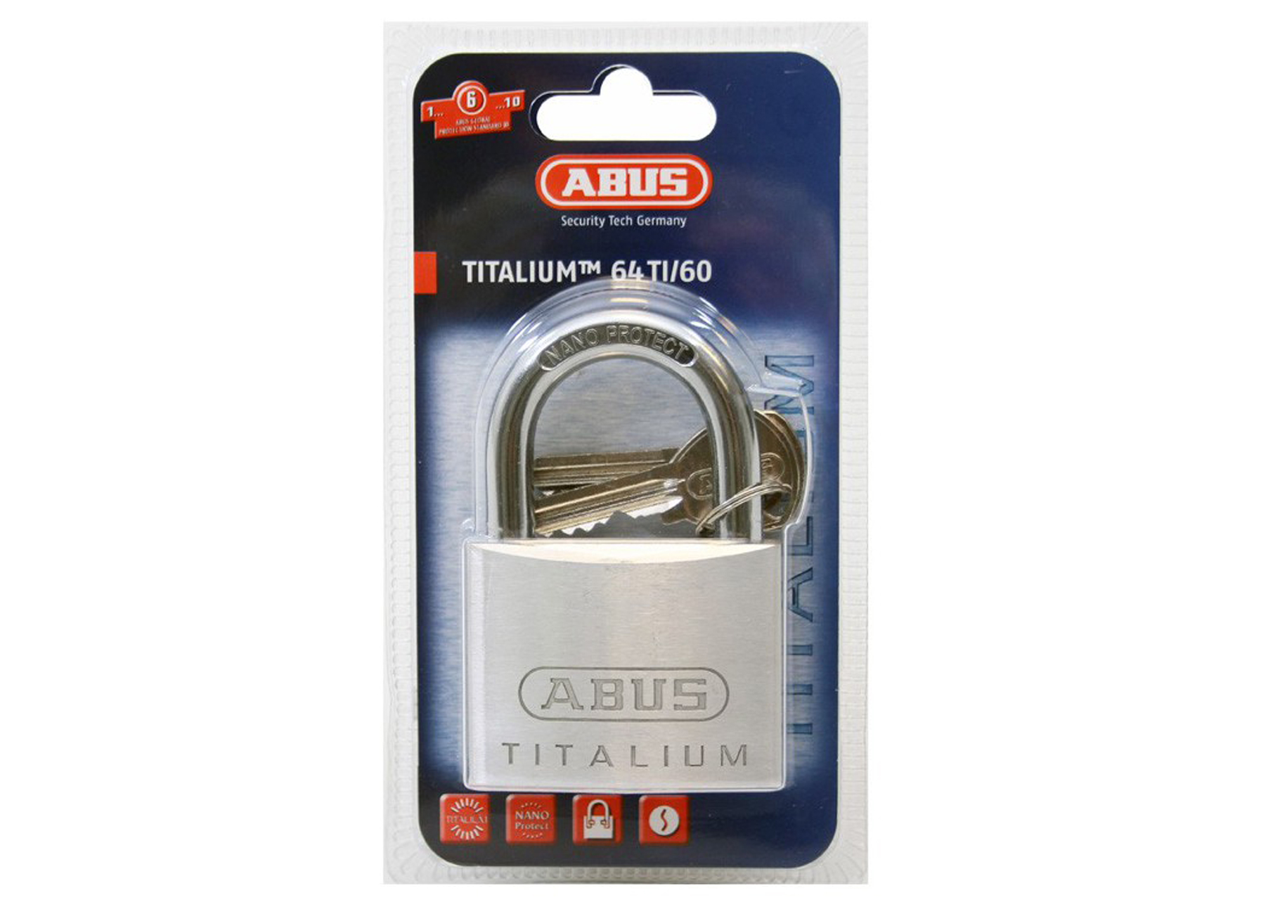 ABUS HANGSLOT 64 TITALIUM - 2 SLEUTELS INBEGREPEN