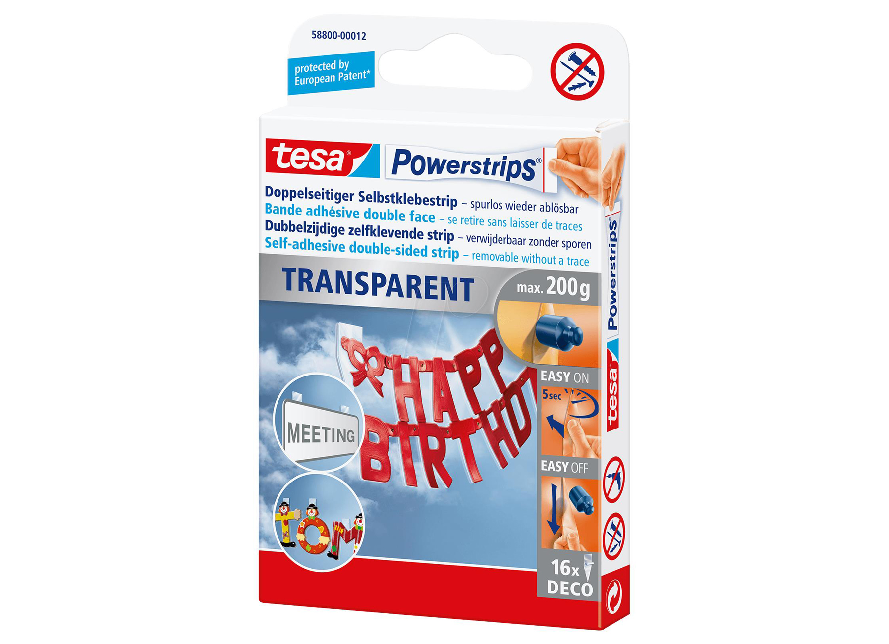 TESA POWERSTRIPS DECO TRANSPARANT