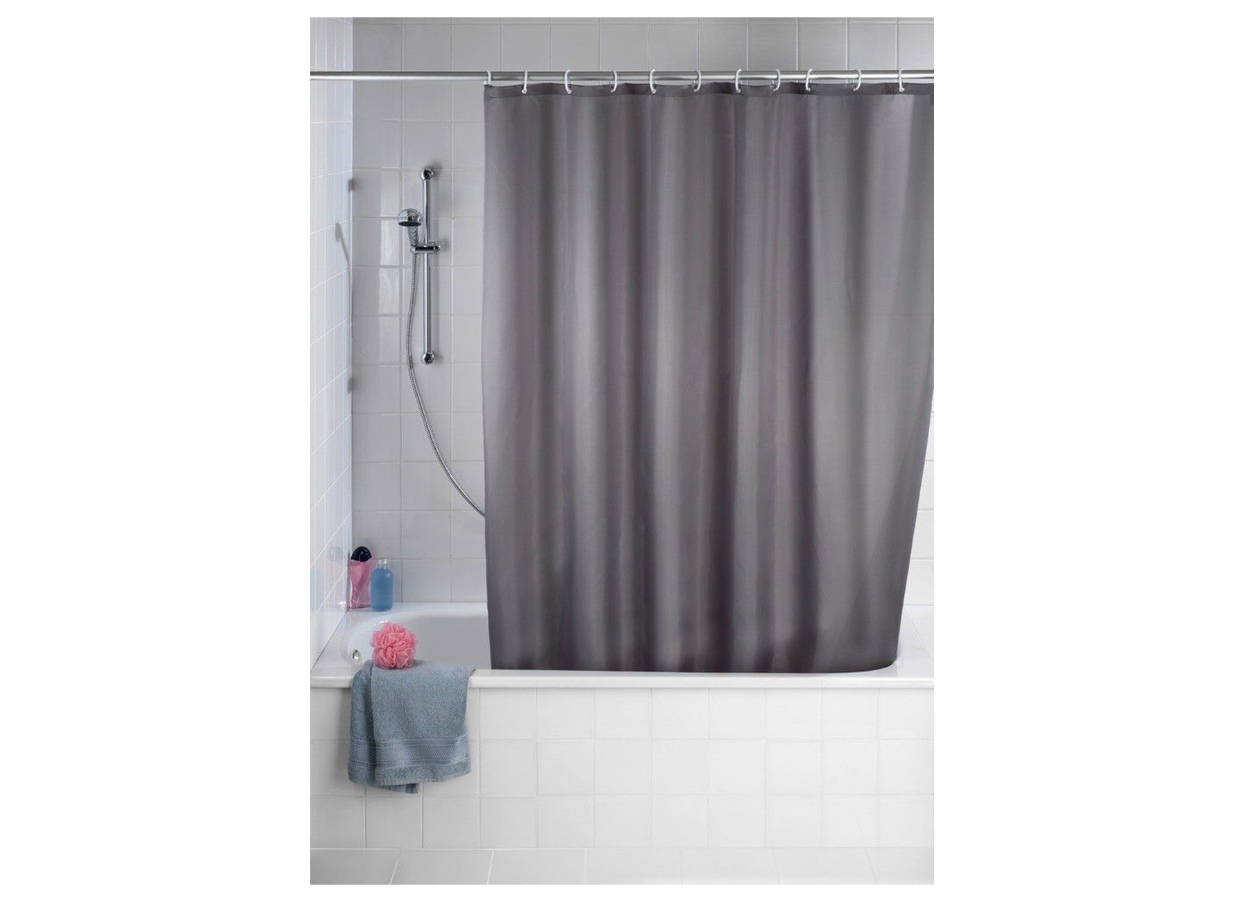 WENKO RIDEAU DE DOUCHE POLYESTER ANTI-MOISISSURE GRIS 180X200CM