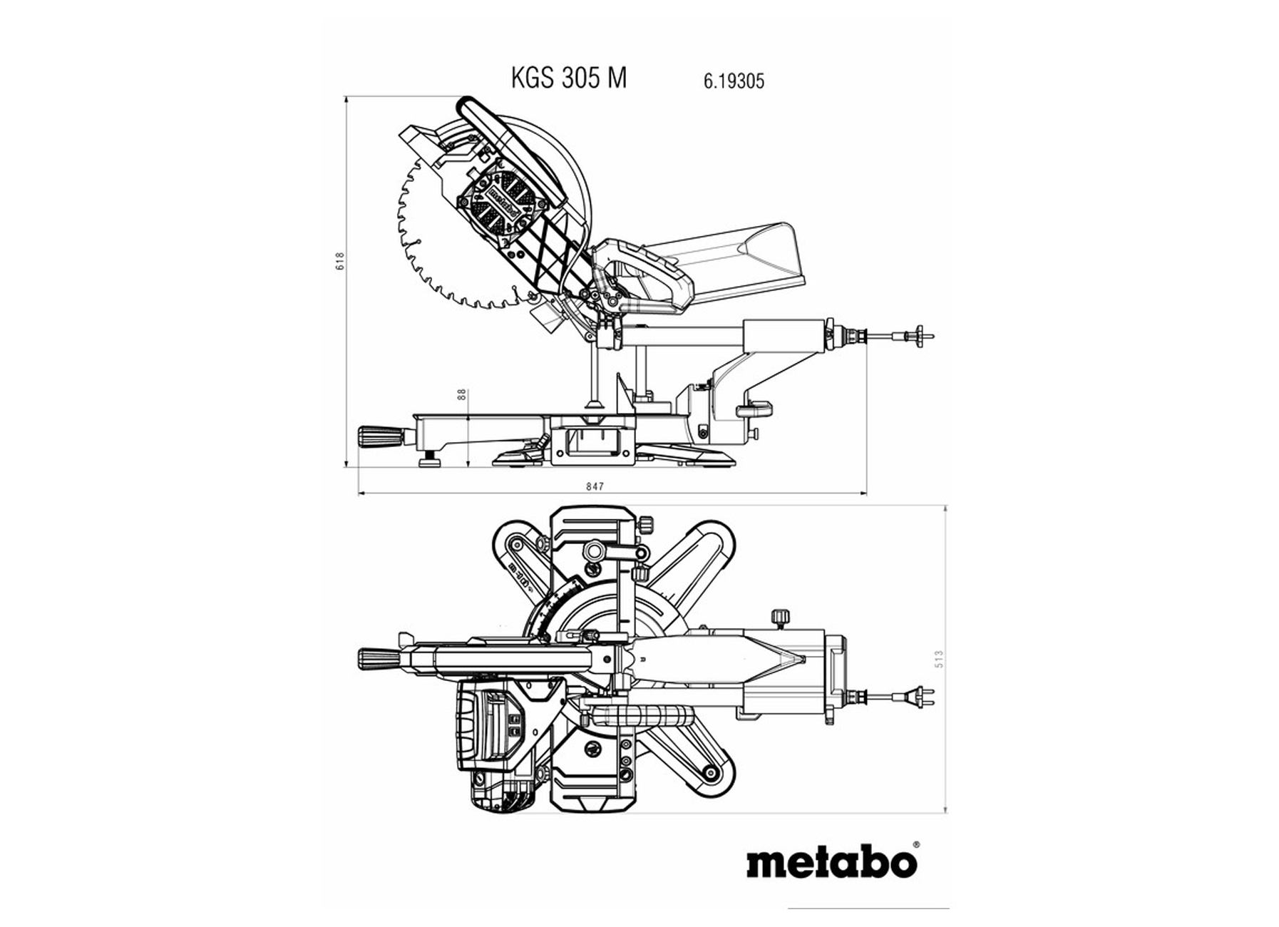 METABO AFKORT- EN VERSTEKZAAG KGS305M 2000W