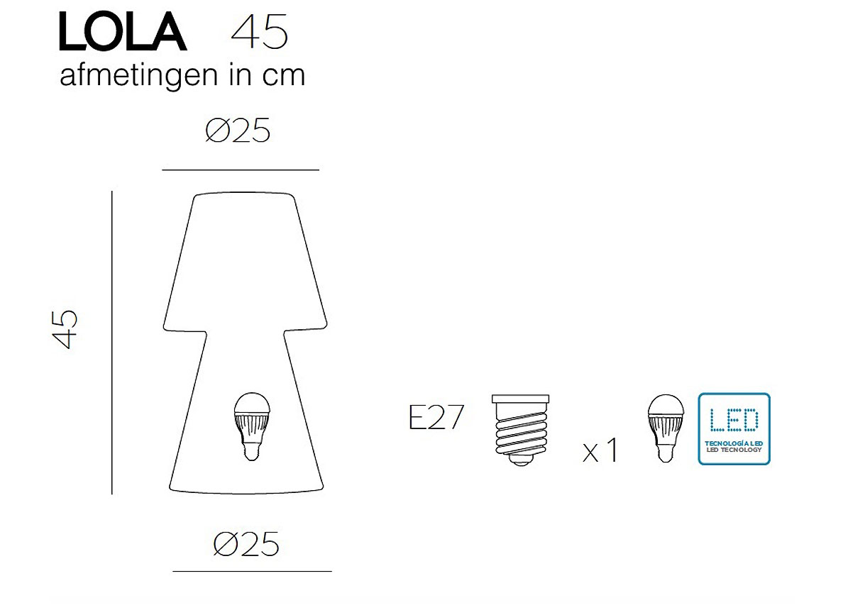 NEW GARDEN TUINLAMP LOLA WIT LICHT Ø25 H45