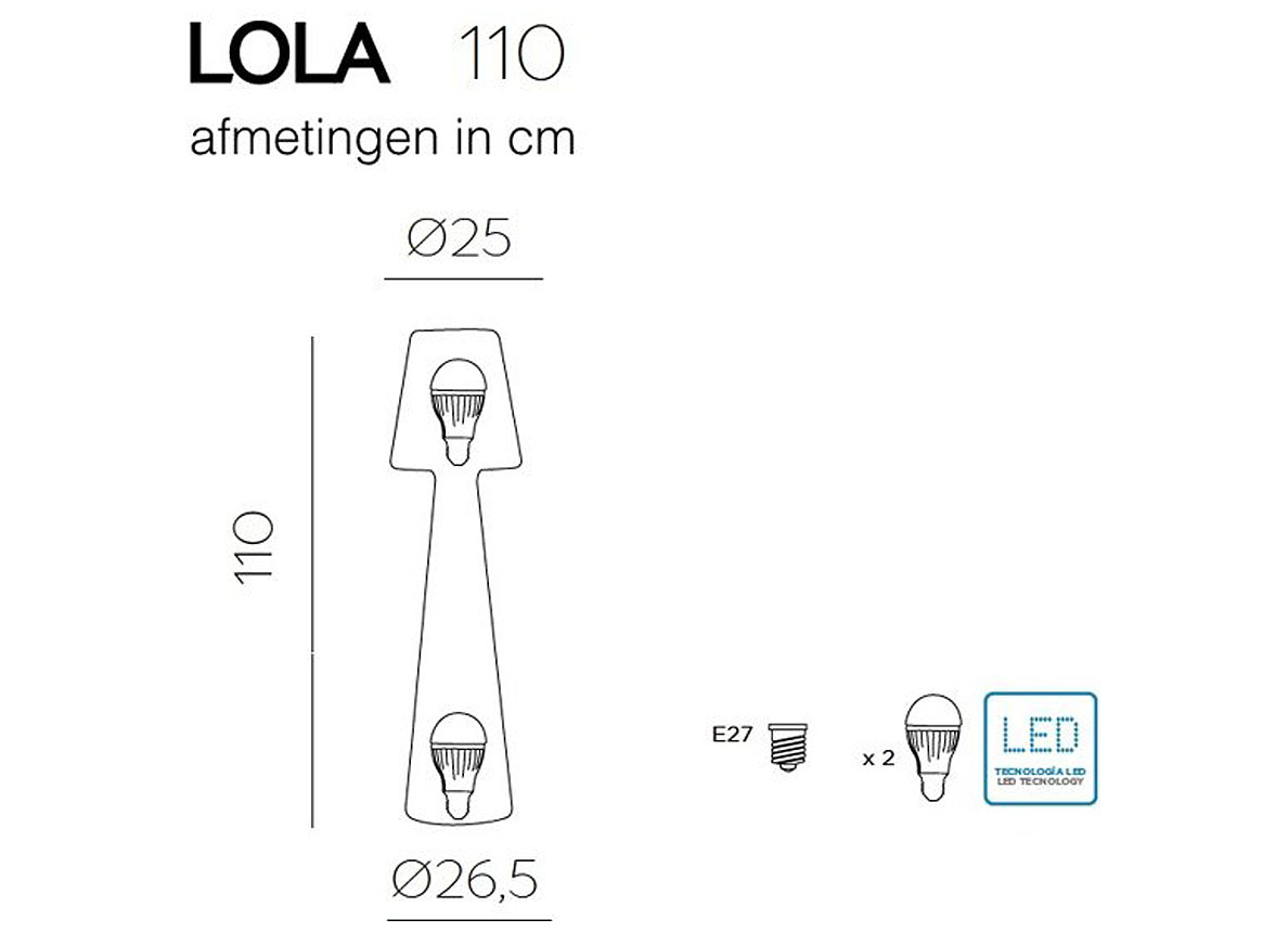 NEW GARDEN TUINLAMP LOLA WARM WIT LICHT Ø26 H110