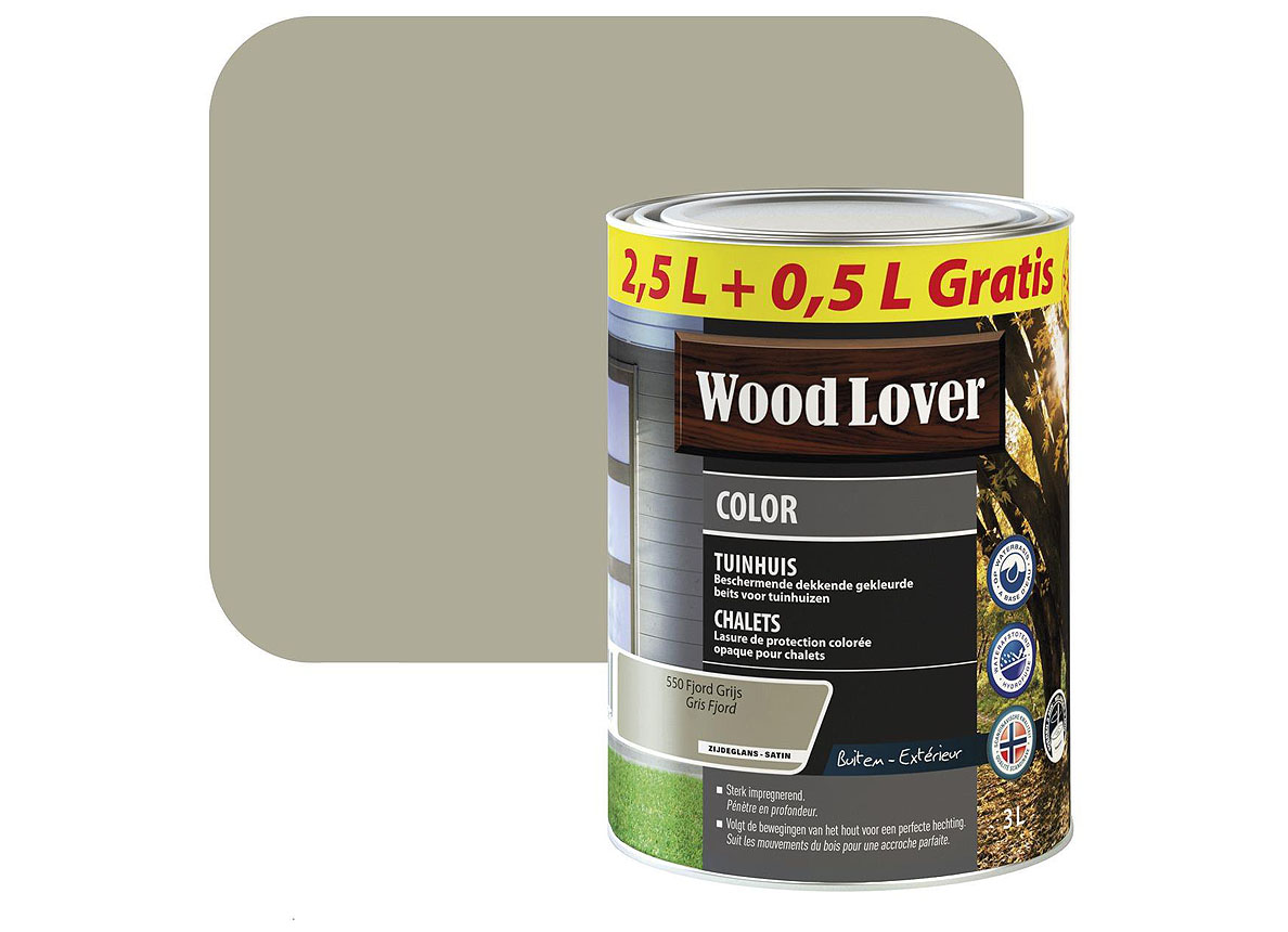 WOODLOVER HOUTBEITS COLOR TUINHUIS FJORD GRIJS #550 3L