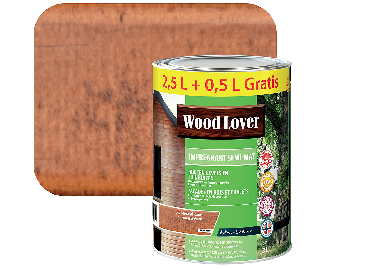 WOODLOVER IMPREGNANT SEMI-MAT 3L ROUGE MERANTI 647