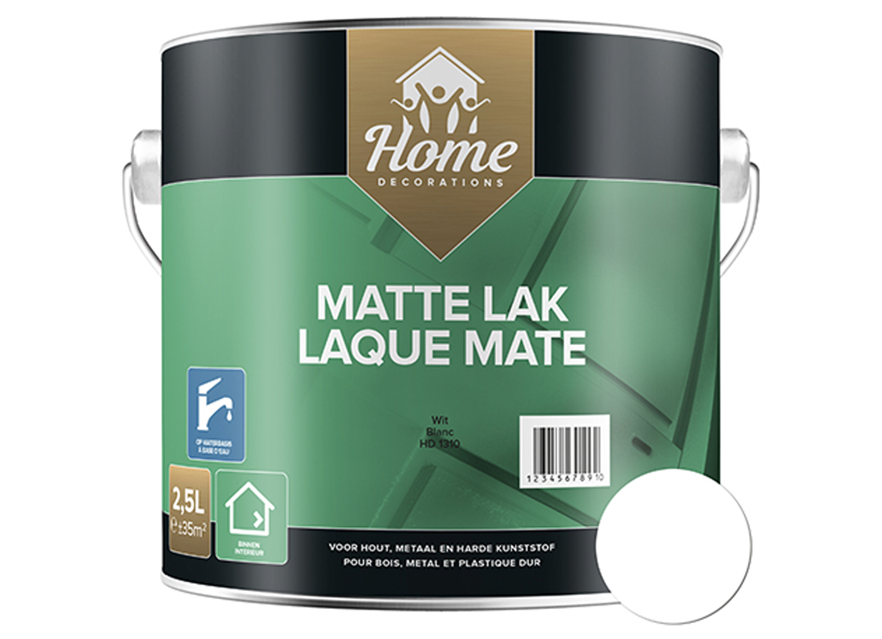 LAQUE MATE A BASE D'EAU BLANC 2,5L