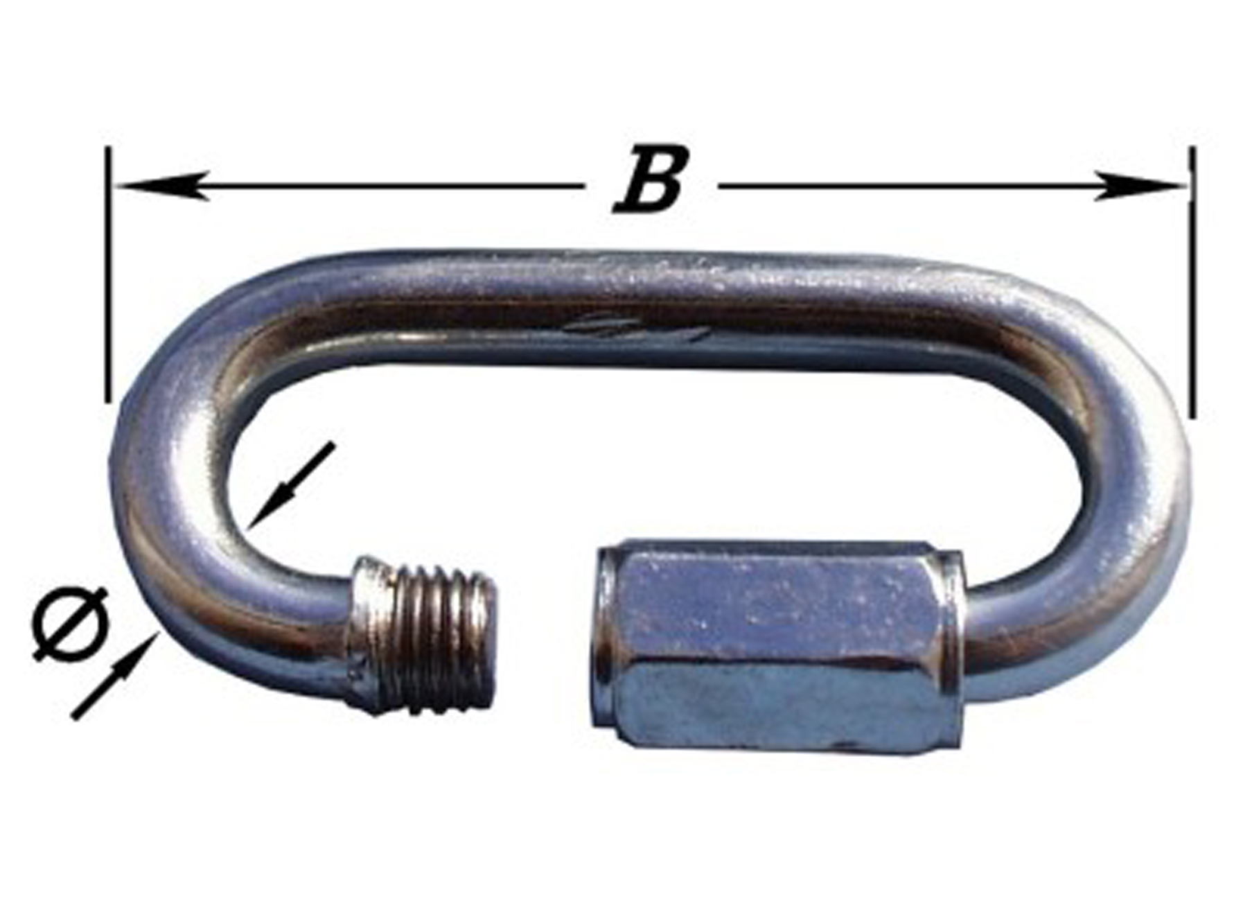 NOODSCHAKEL MET MOER  RVS Ø4X40MM