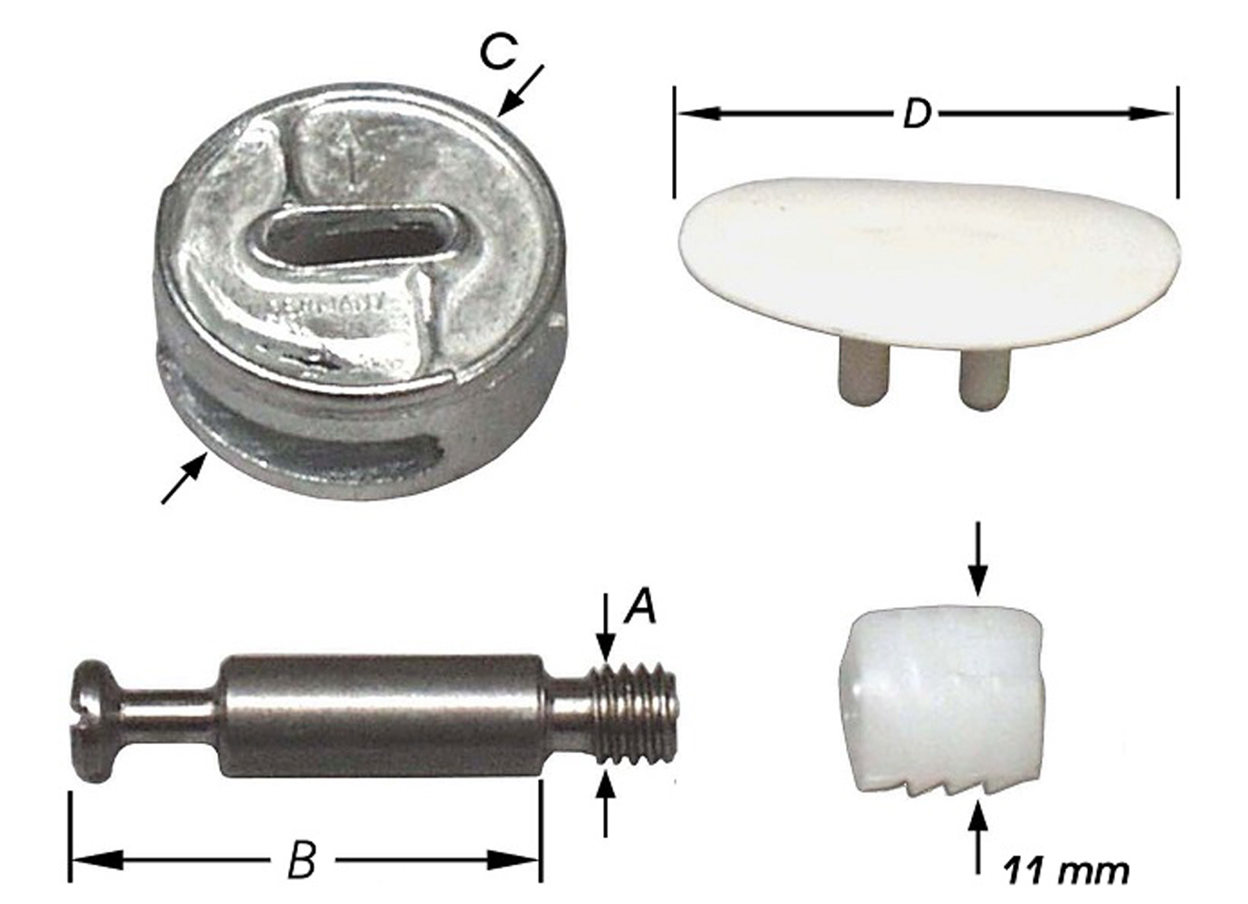 SET DE MONTAGE POUR ASSEMBLAGE DE MEUBLE EXCENTRIQUE M6X24,3MM 2 PIECES