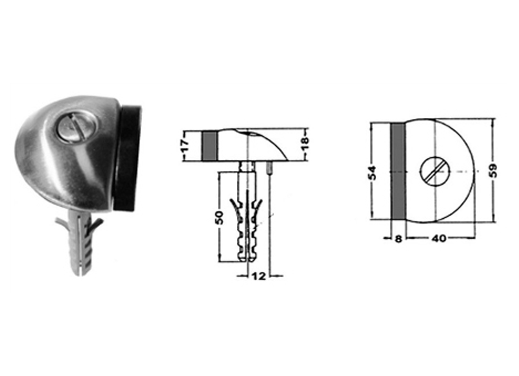 BUTOIR DEMI-LUNE INOX 56X48X18MM