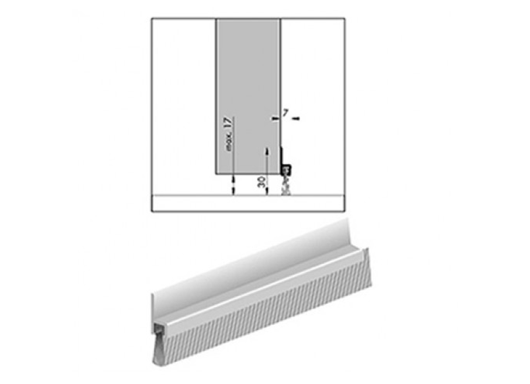 PROFIL DE CALFEUTREMENT AVEC BROSSE 30X7X2500MM