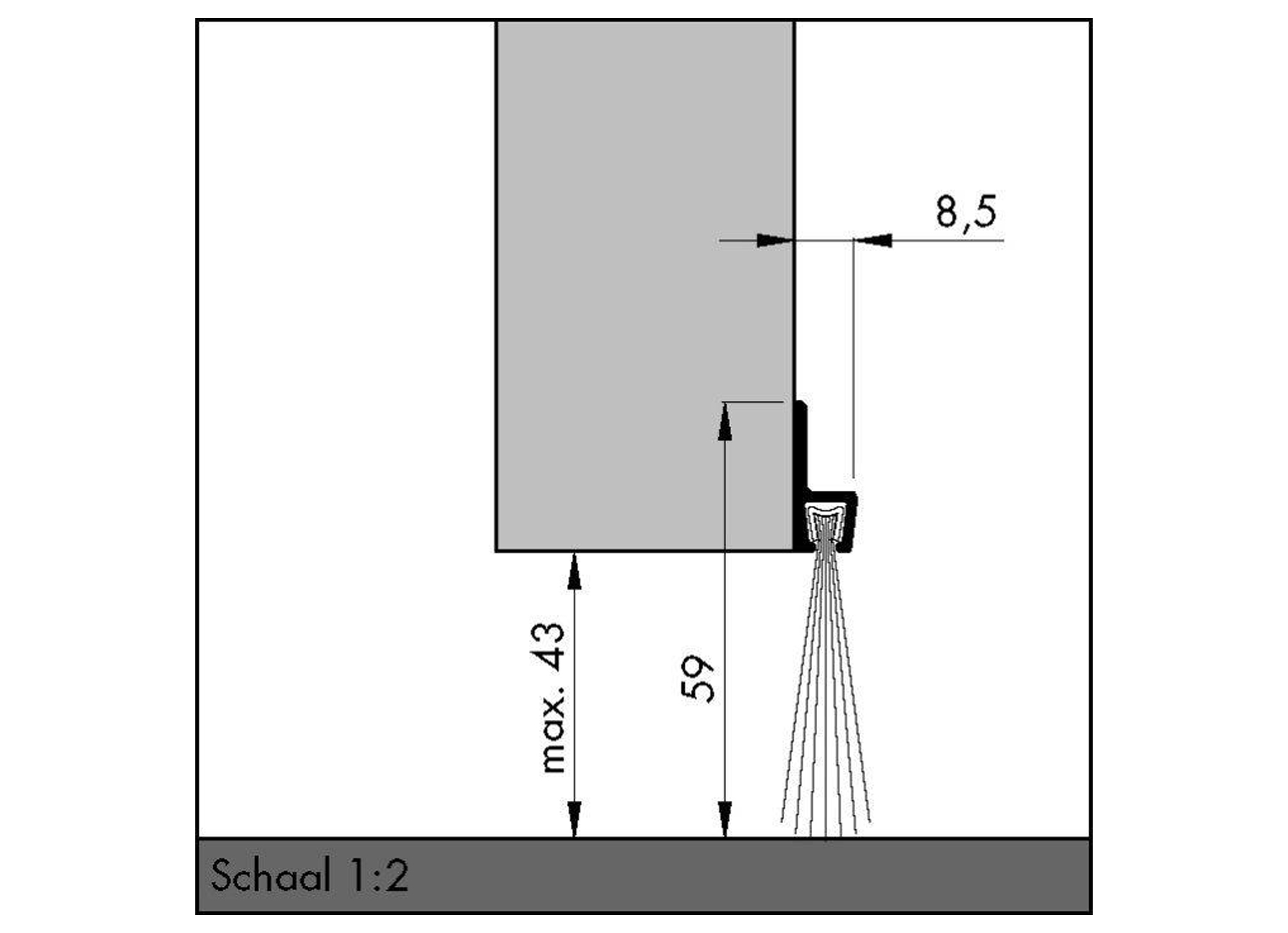 PROFIL DE CALFEUTREMENT AVEC BROSSE 60X8.5X2500MM