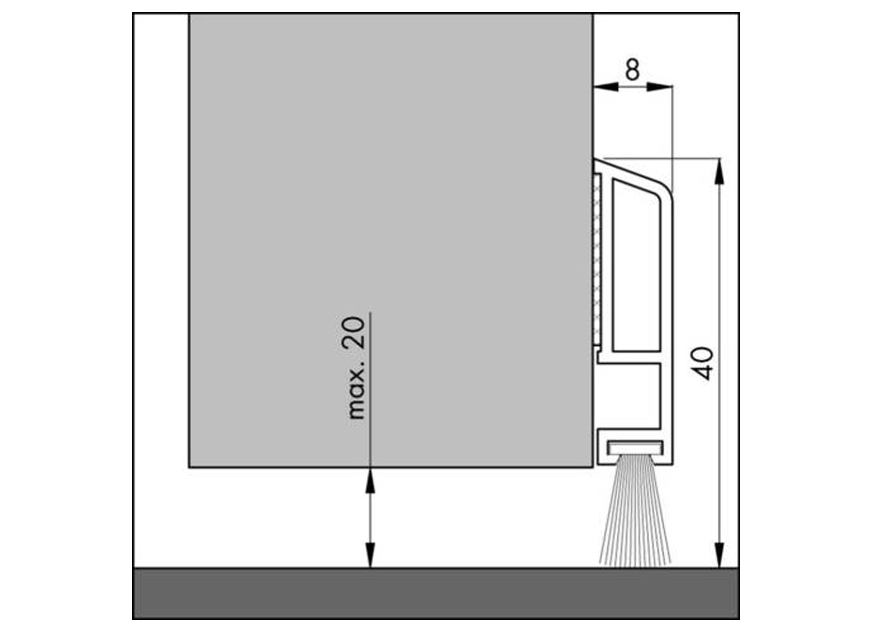 DORPELPROFIEL TRANSPARANT 36X8X1000MM