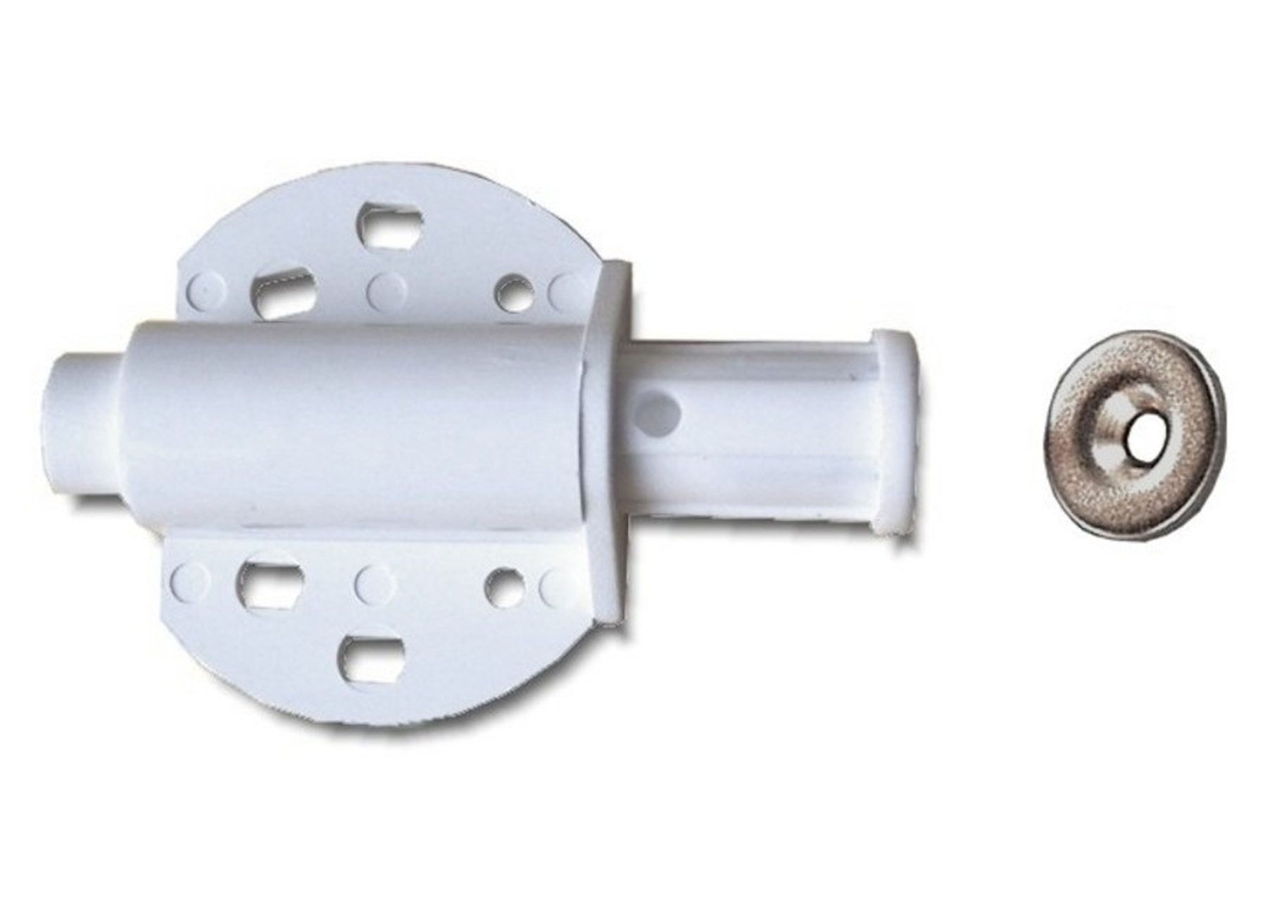 LOQUETEAU MAGNETIQUE SIMPLE AVEC BOUTON POUSSOIR BLANC