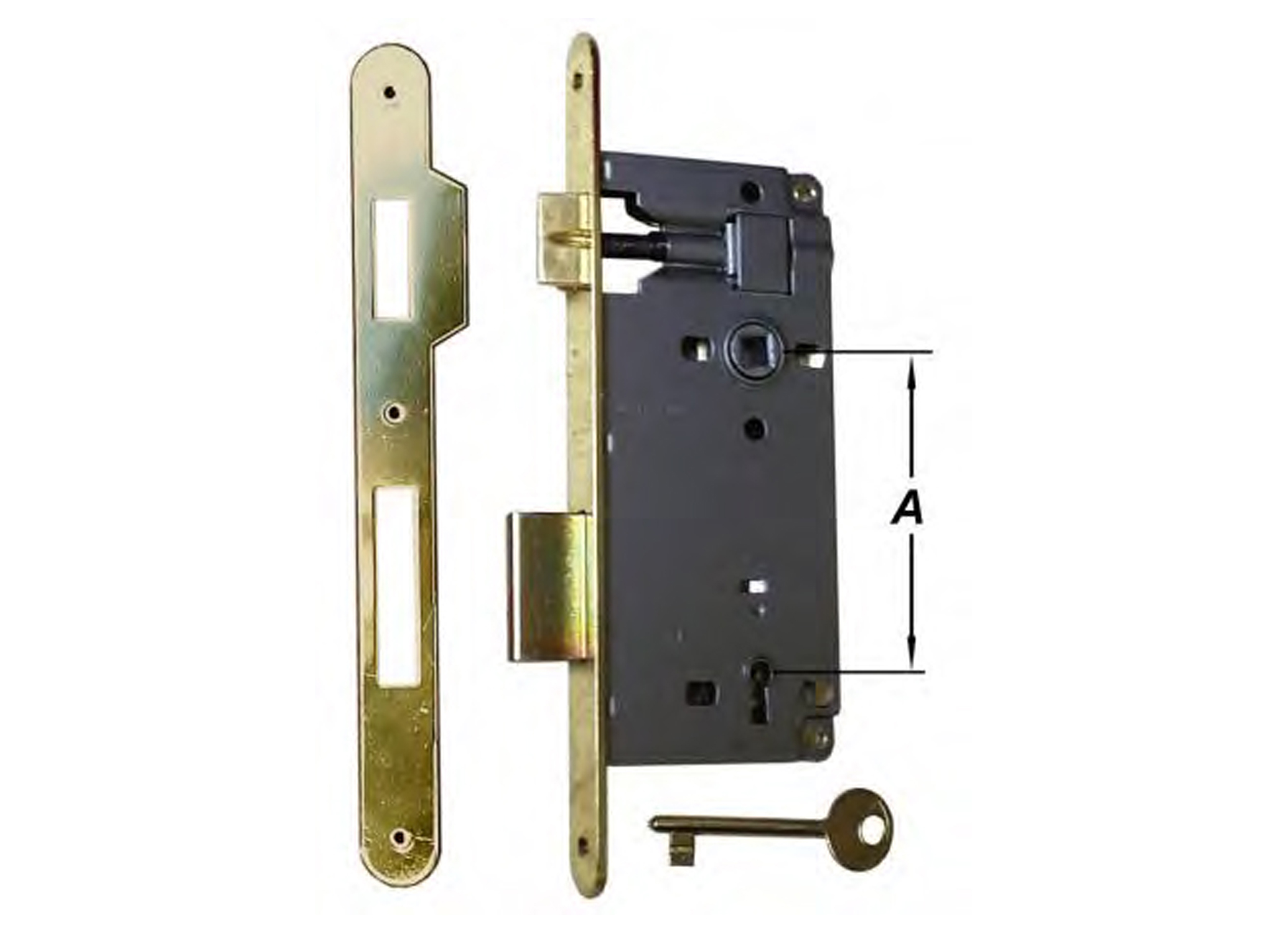 DEURSLOT KEERBAAR MESSING 90X50MM