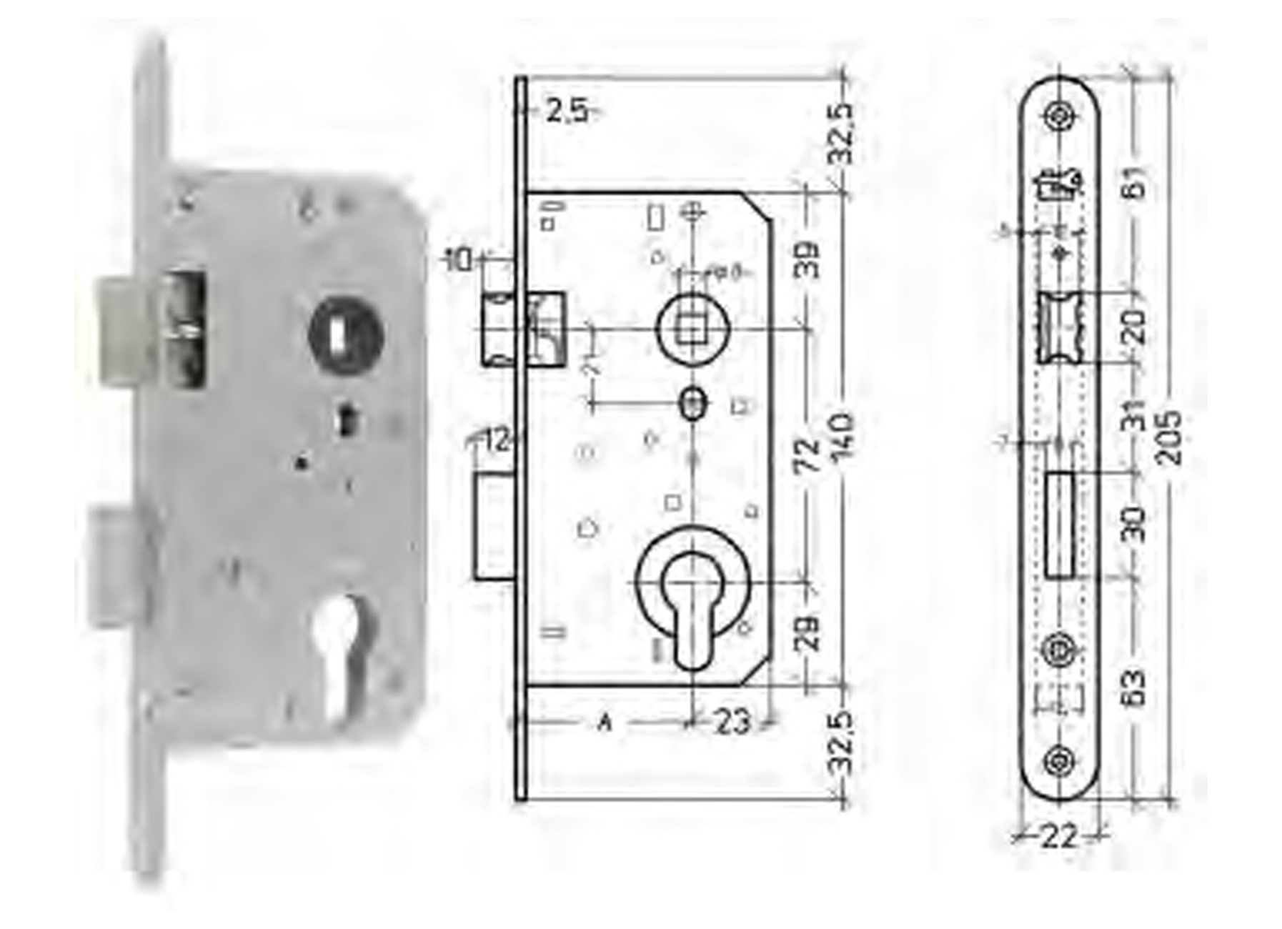 INSTEEK CILINDERSLOT OMKEERBARE DAGSCHOOT 72X50MM