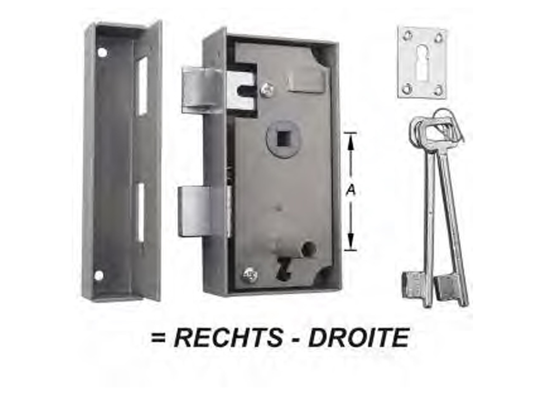SERRURE DOUBLE AVEC GUIDE CLE + 2 CLES