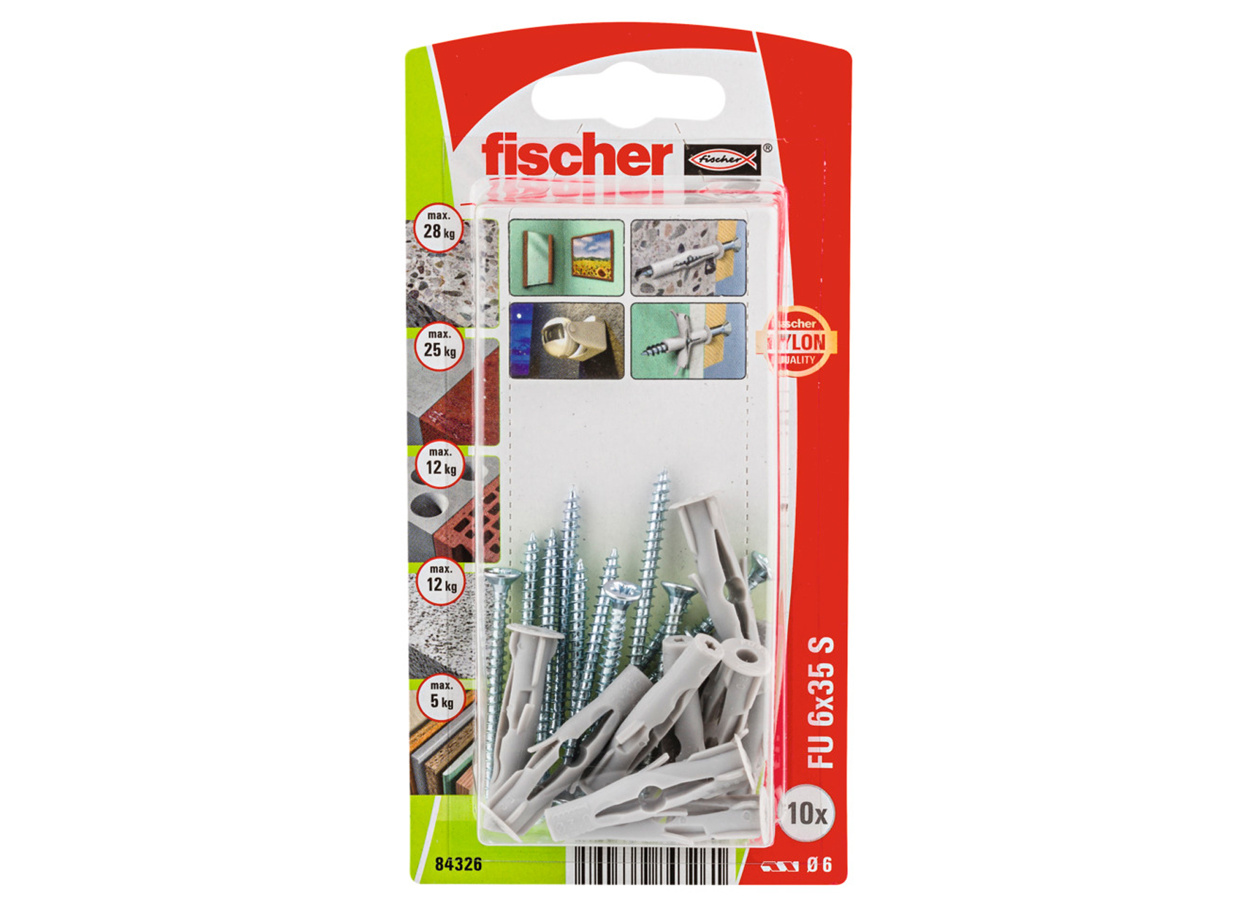 FISCHER UNIVERSEELPLUG FU 6X35 S K NV (10)