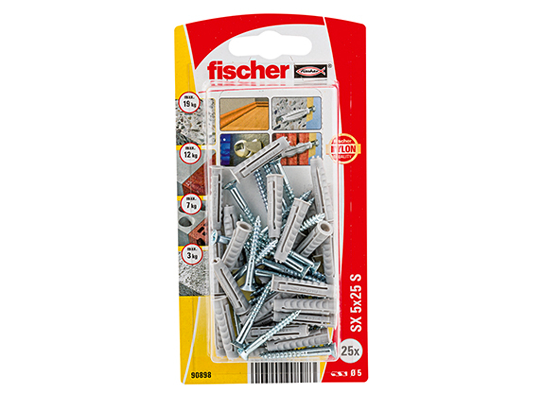 FISCHER NYLON PLUG + SCHROEF SX 5X25 GK S K NV