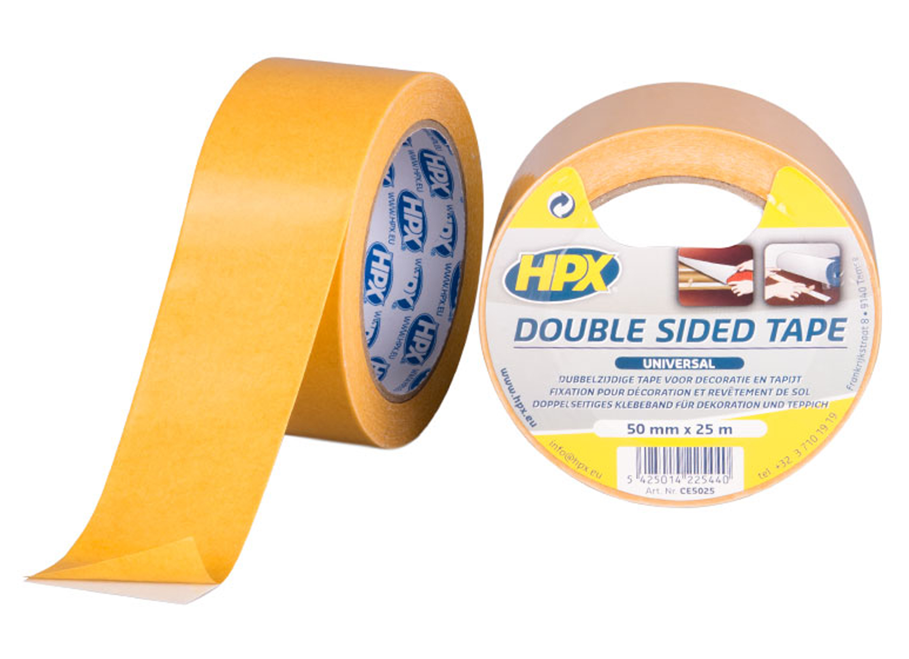 HPX DUBBELZIJDIGE UNIVERSELE TAPE - WIT 50MM X 25M