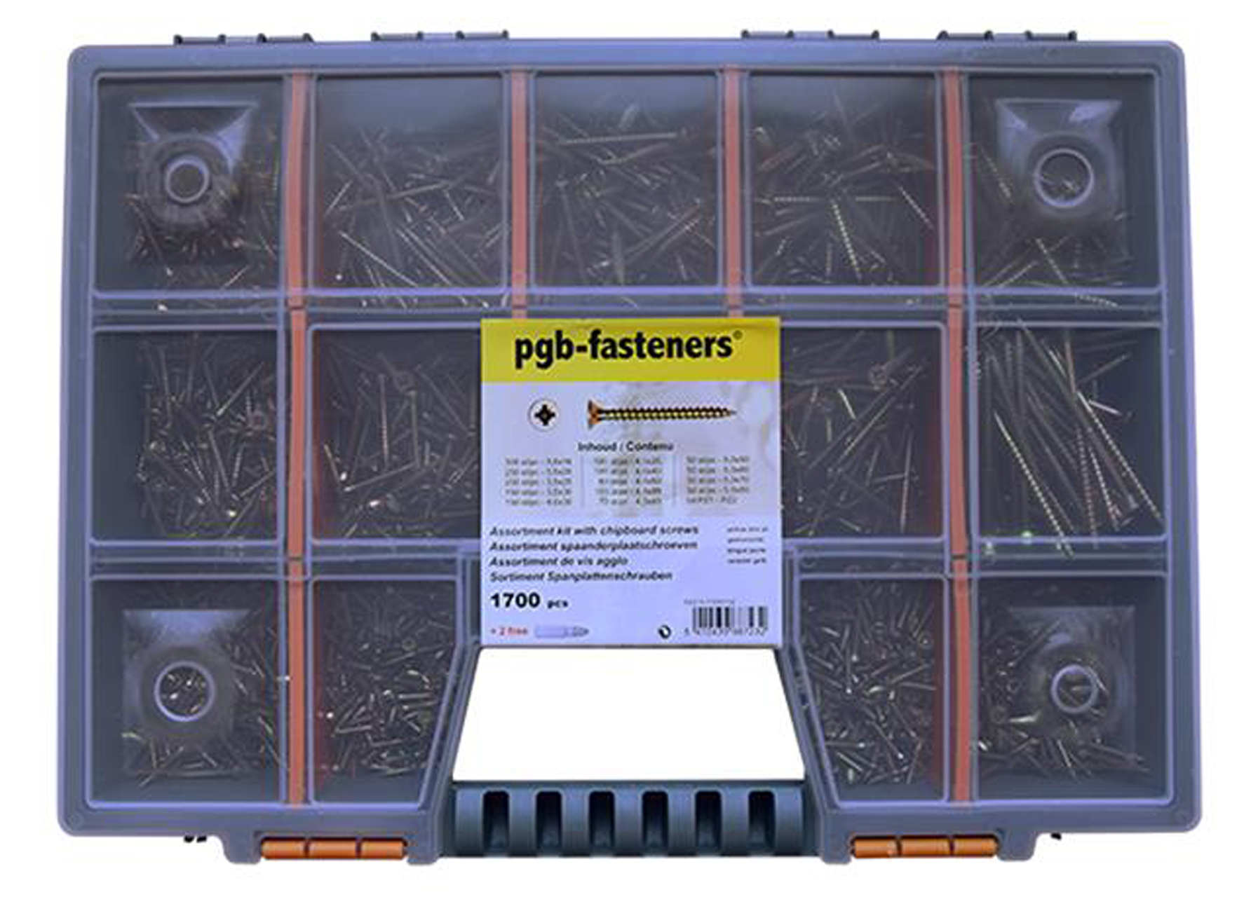 COFFRET D''ASSORTIMENT VIS A PANNEAUX ZINGUE JAUNE 1700 PCS