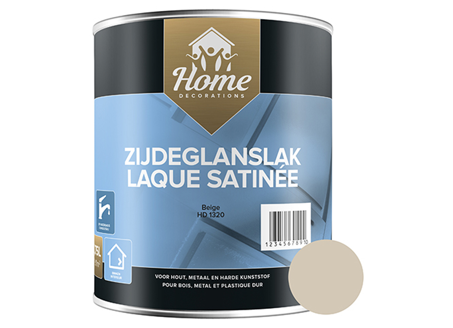 ZIJDEGLANSLAK OP WATERBASIS BEIGE 750ML