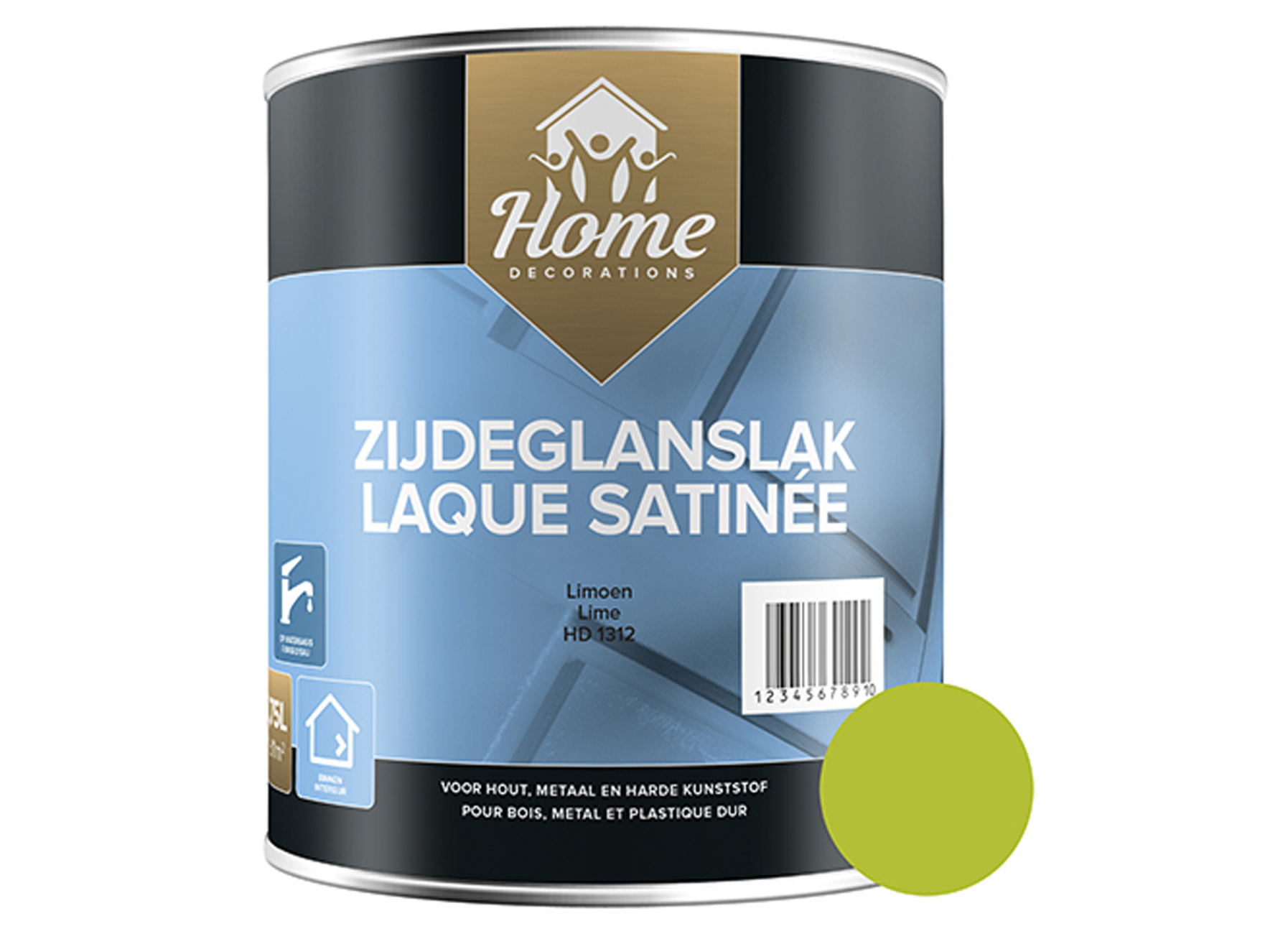 ZIJDEGLANSLAK OP WATERBASIS LIMOEN 750ML