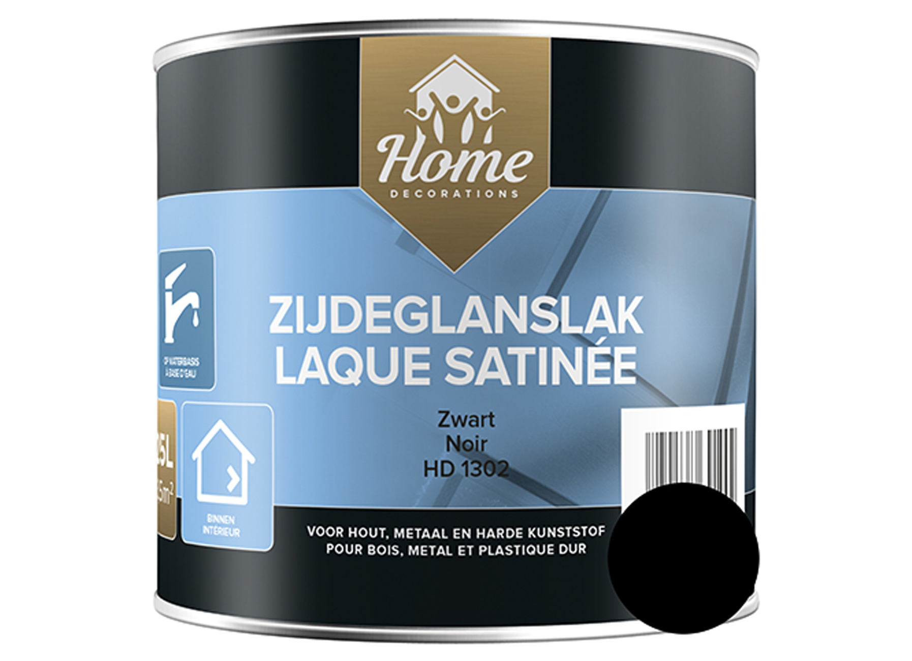 LAQUE SATINEE A BASE D'EAU NOIR 250ML