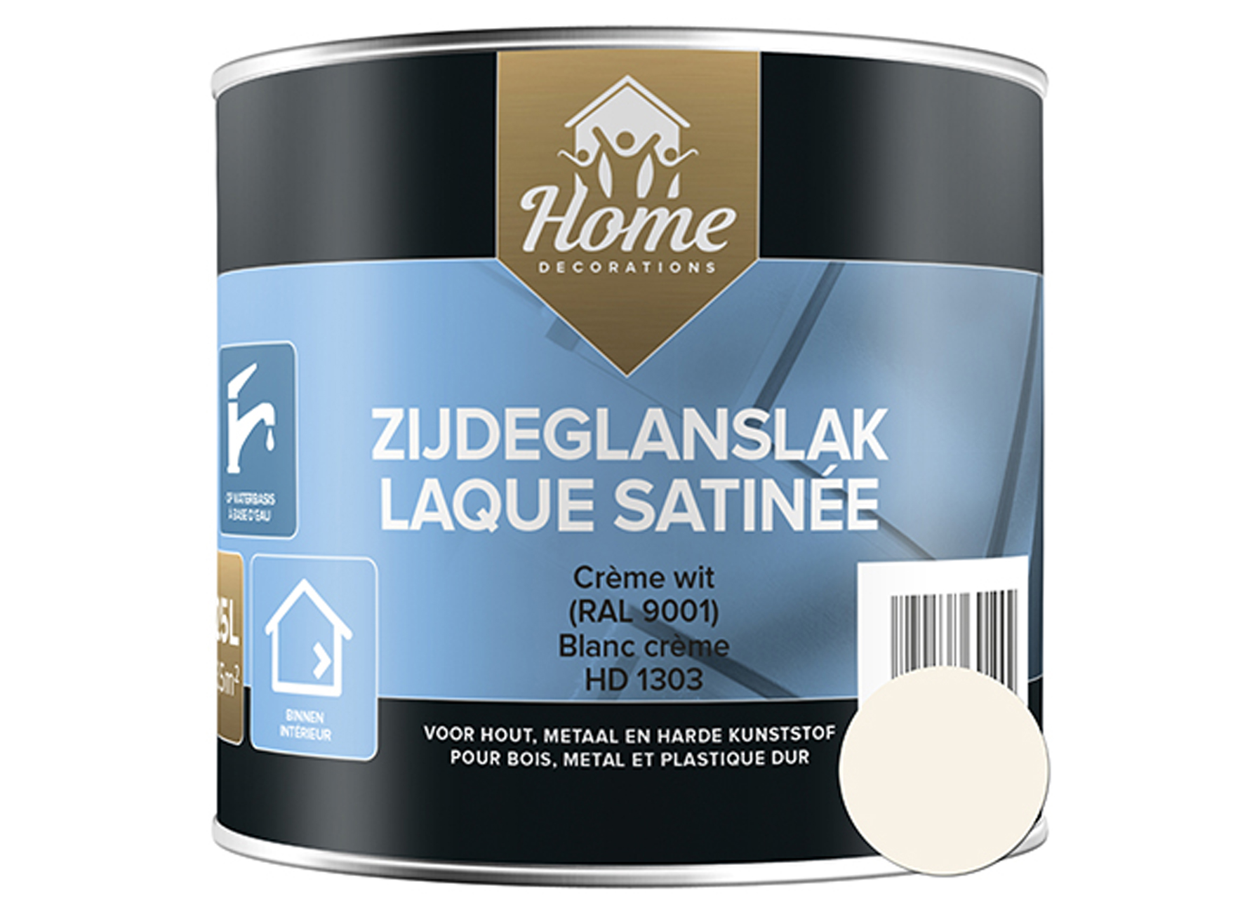 ZIJDEGLANSLAK OP WATERBASIS CREME WIT 250ML