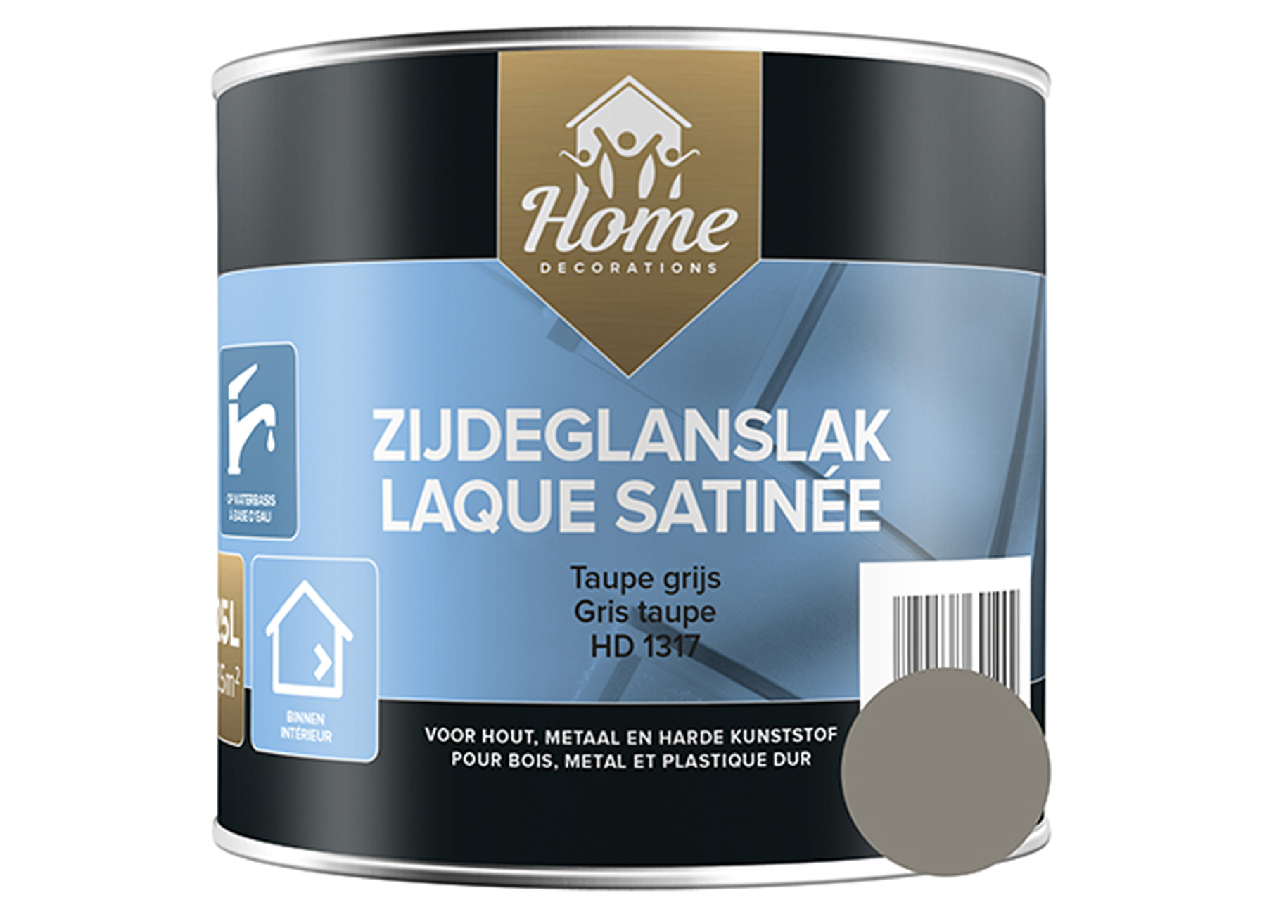 ZIJDEGLANSLAK OP WATERBASIS TAUPE 250ML