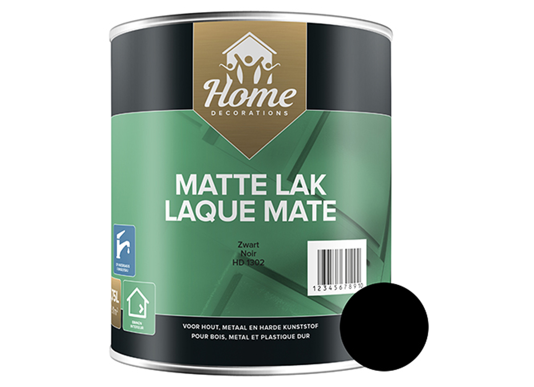 LAQUE MATE A BASE D'EAU NOIR 750ML