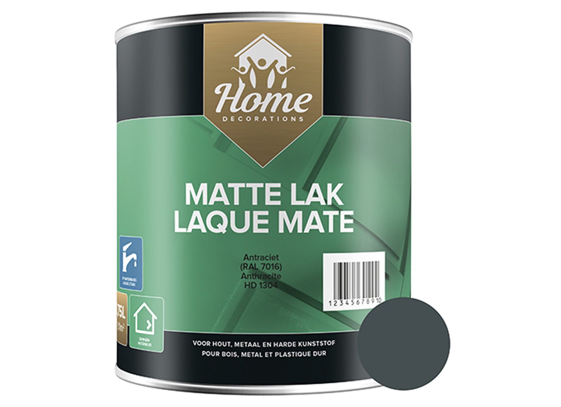 LAQUE MATE A BASE D'EAU ANTHRACITE 750ML