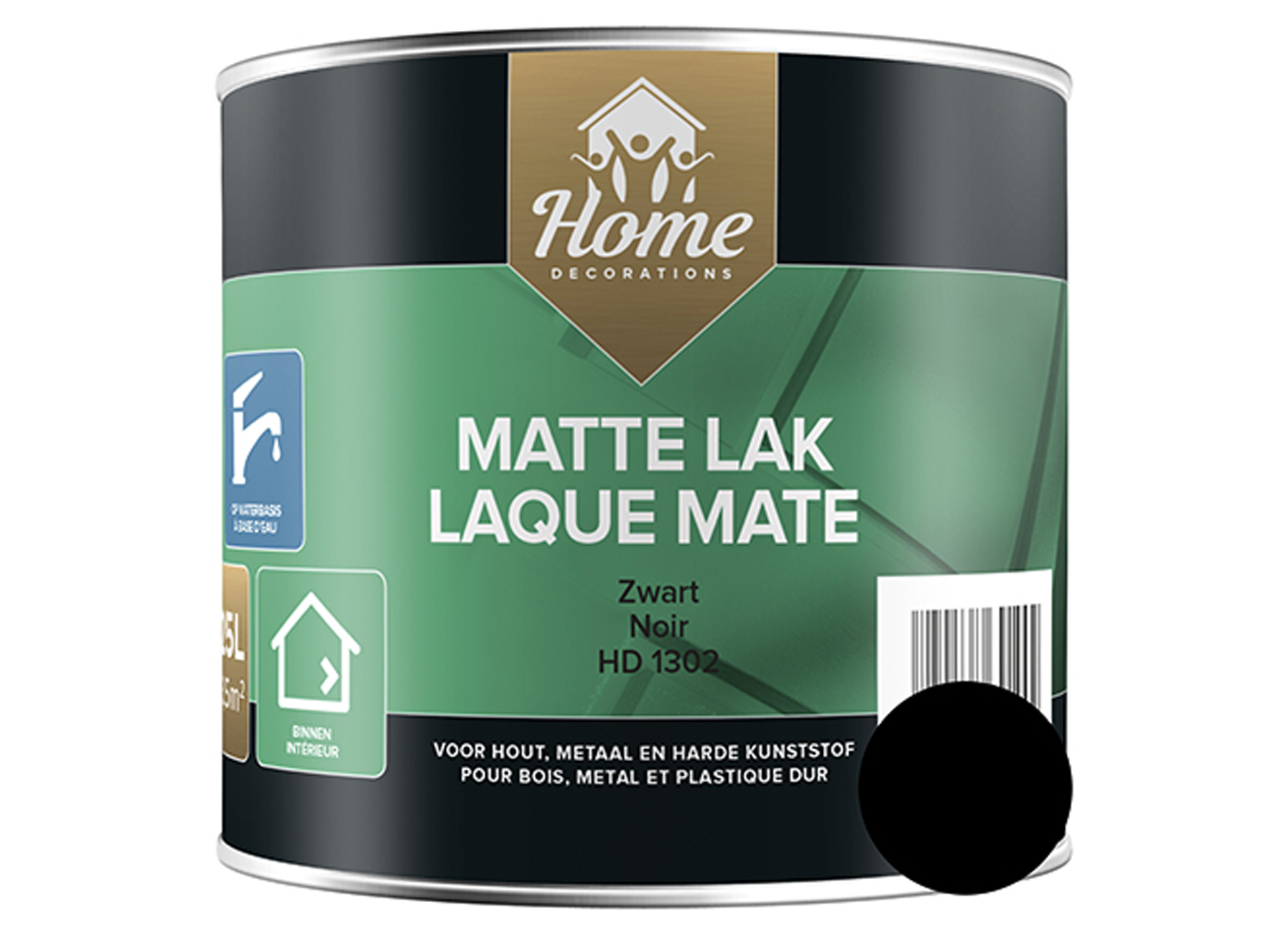 MATTE LAK OP WATERBASIS ZWART 250ML