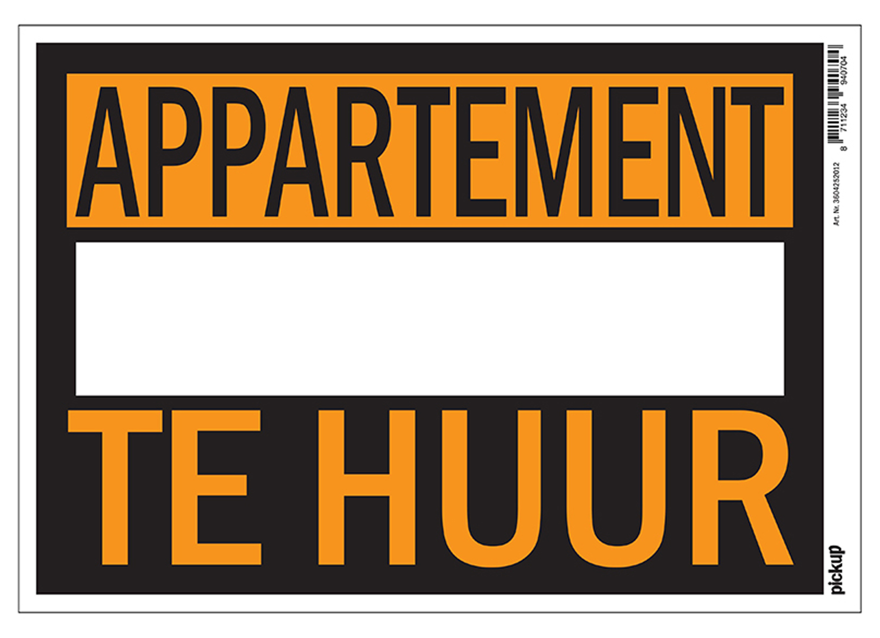 PICKUP AFFICHE APPARTEMENT TE HUUR 23X33CM