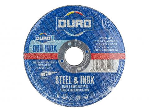 DURO DISQUE A TRONCONNER F 115-22 115X2,5X22,2MM ACIER & INOX