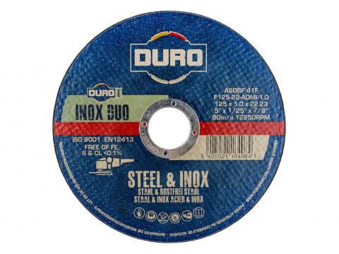 DURO DOORSLIJPSCHIJF F 125-22 125X1,0X22,2MM STAAL & INOX