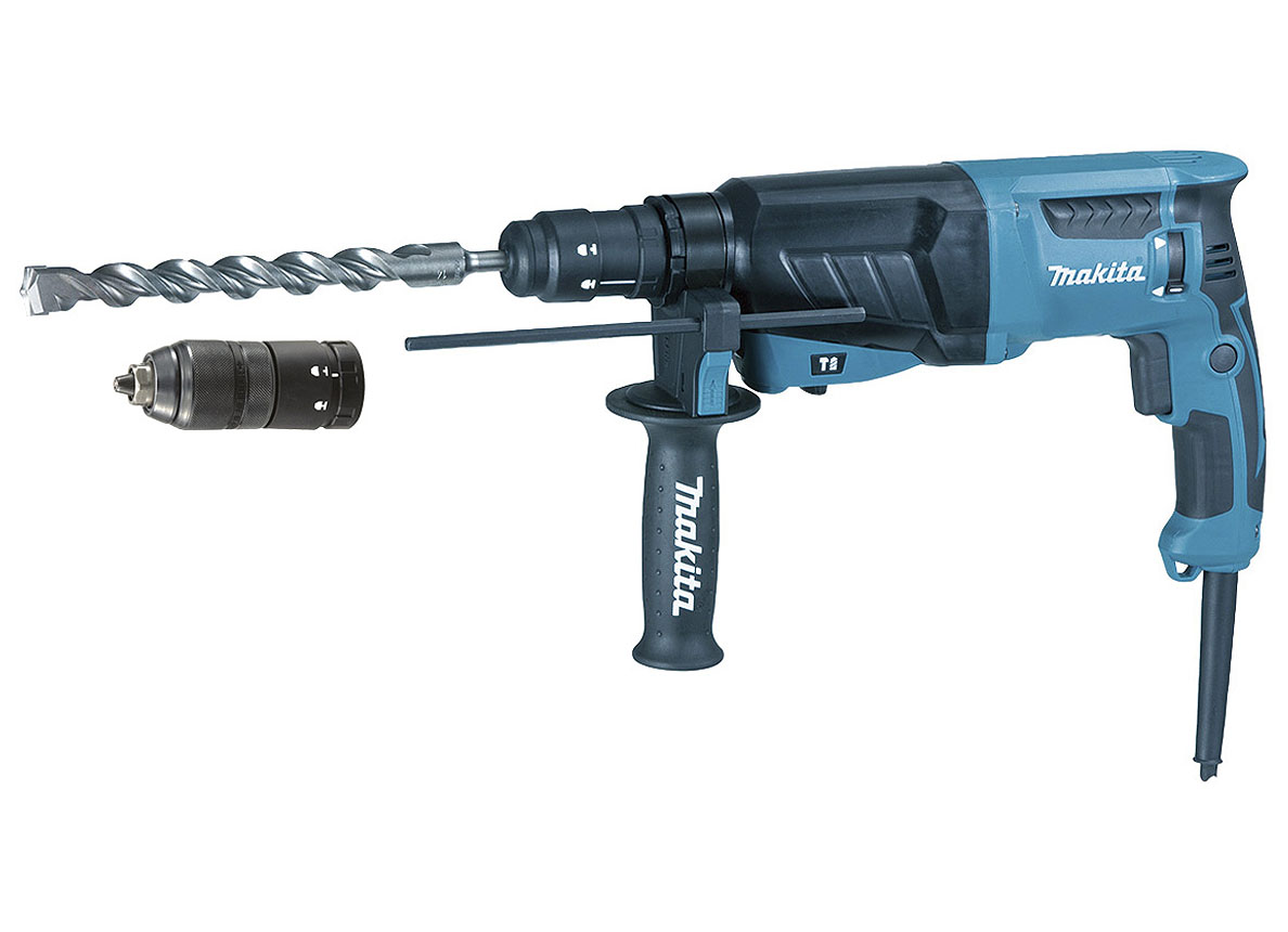 MAKITA MARTEAU PERFORATEUR-BURINEUR SDS+ 26MM 800W + SET DE MECHES ET BURINS + MANDRIN AUTOMATIQUE + COFFRET