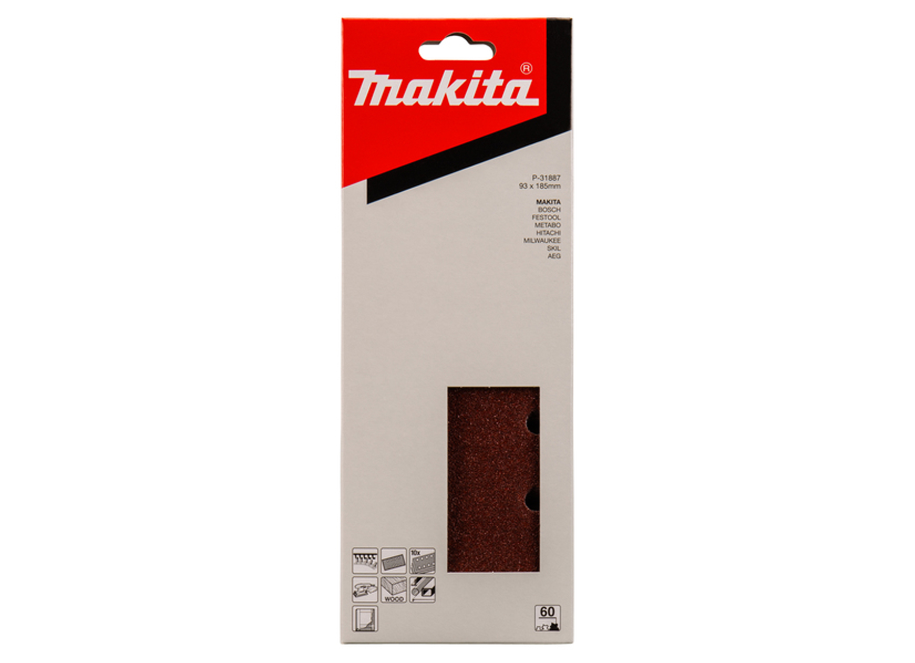 MAKITA SCHUURVEL 93X185MM RED VELCRO