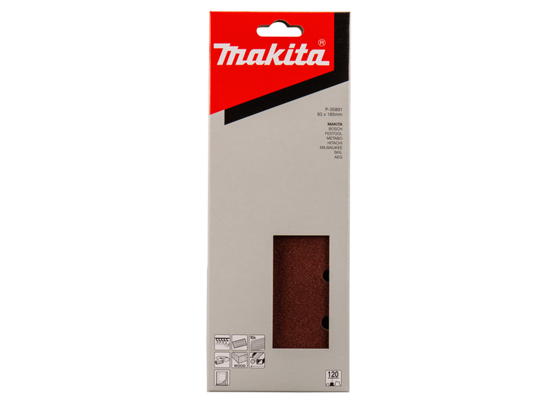 MAKITA SCHUURVEL 93X185MM RED VELCRO