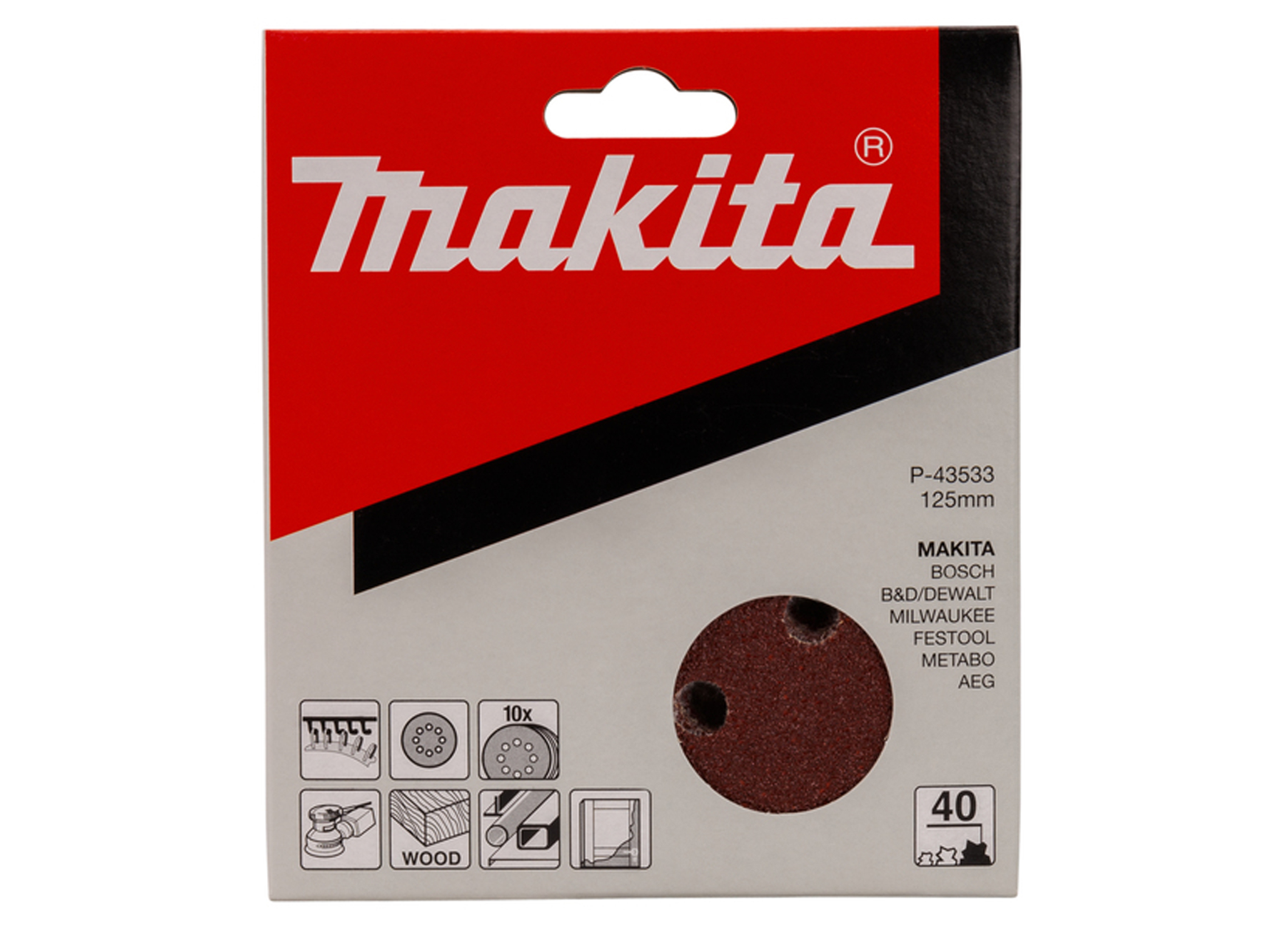 MAKITA SCHUURSCHIJF Ø125MM RED VELCRO 8 GATEN