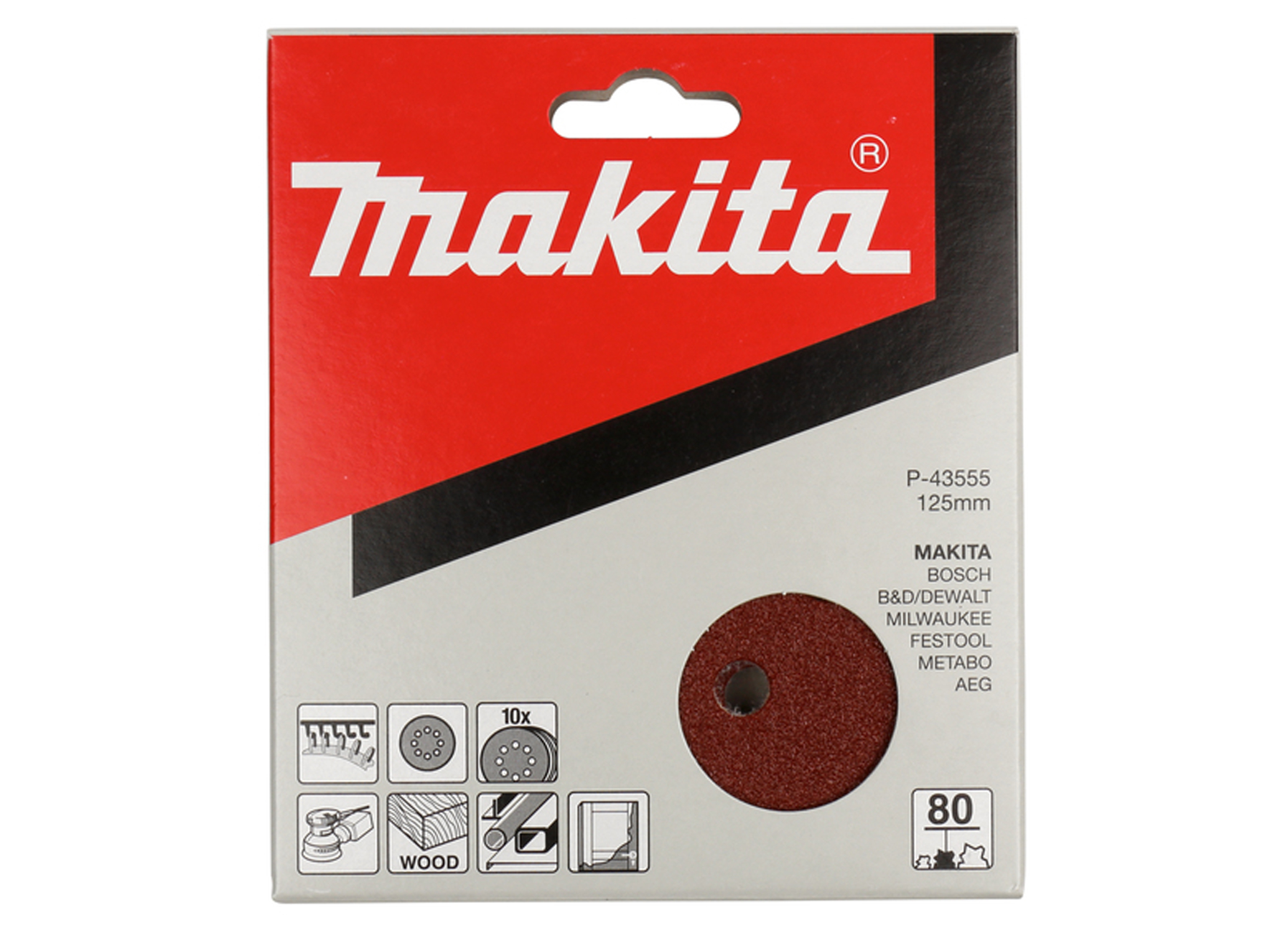 MAKITA SCHUURSCHIJF Ø125MM RED VELCRO 8 GATEN