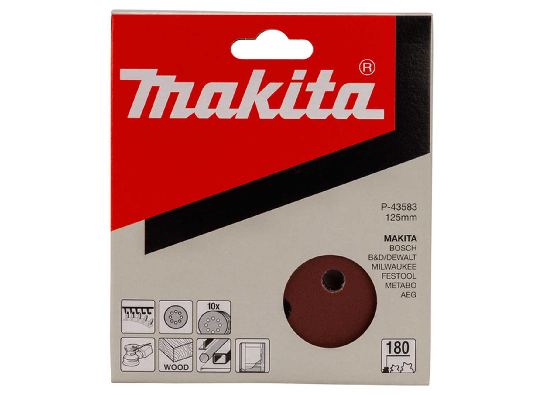 MAKITA SCHUURSCHIJF Ø125MM RED VELCRO 8 GATEN