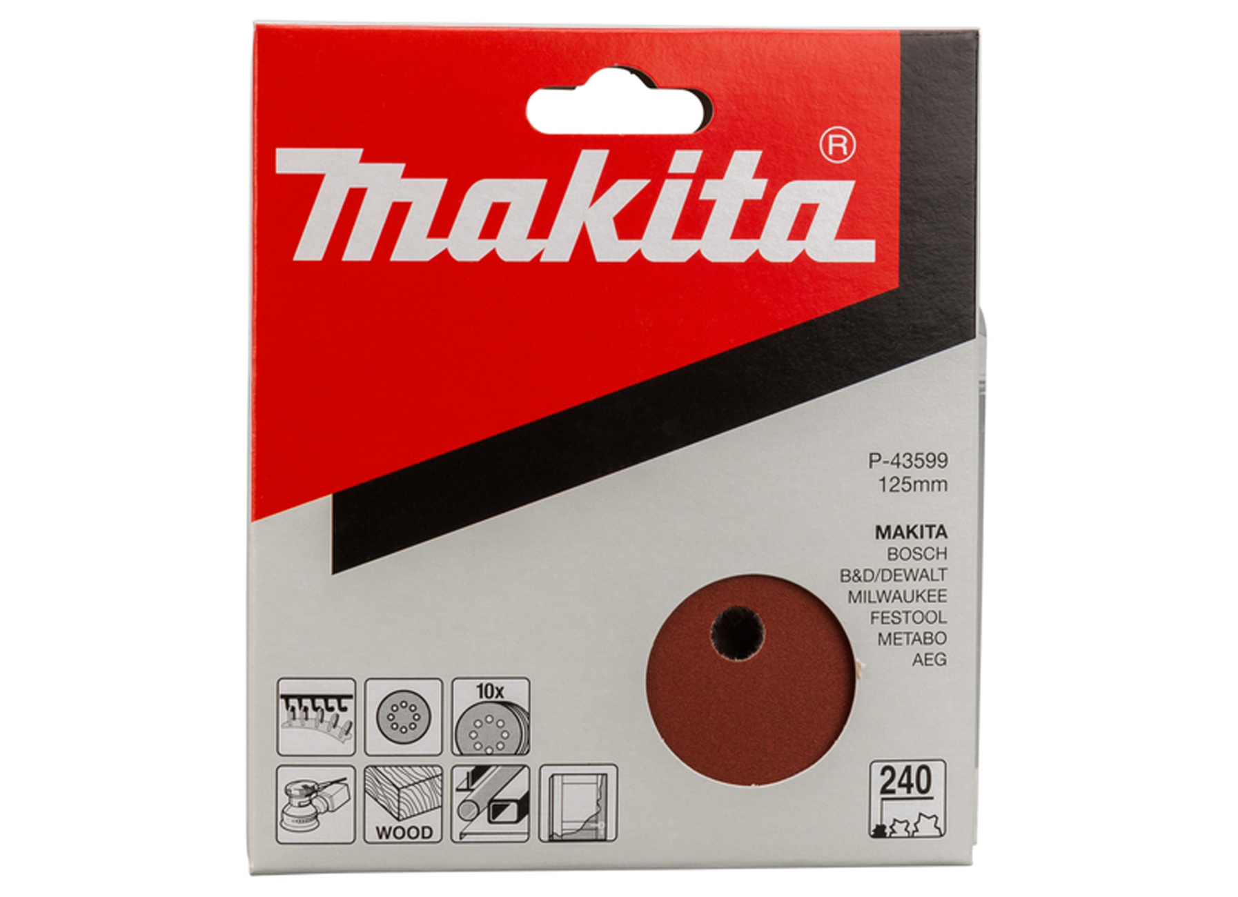 MAKITA SCHUURSCHIJF Ø125MM RED VELCRO 8 GATEN