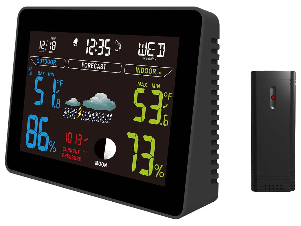 WEERSTATION MET BAROMETER MEDIUM ZWART