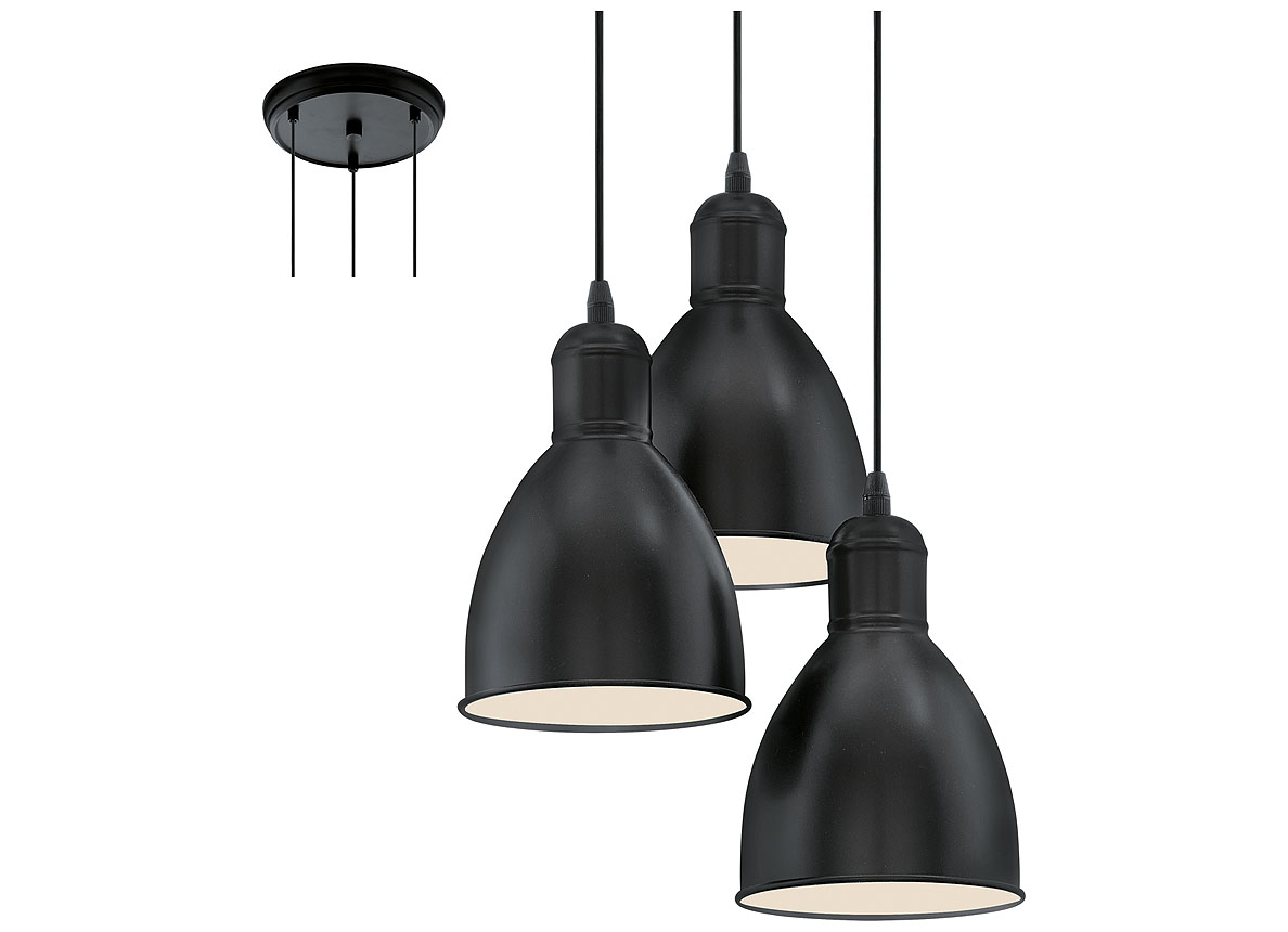 EGLO HANGLAMP/3 E27 ZWART ''PRIDDY''