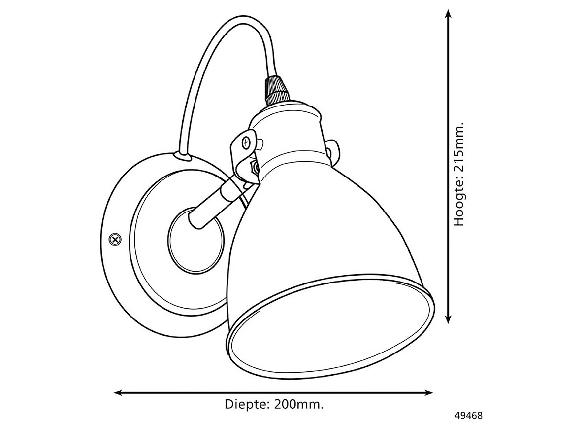 EGLO LAMPE MURALE/1 E27 NOIR ''PRIDDY''