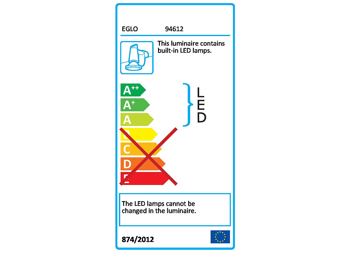 EGLO LAMPE MURALE TABIANO 405MM 4000K CHROME