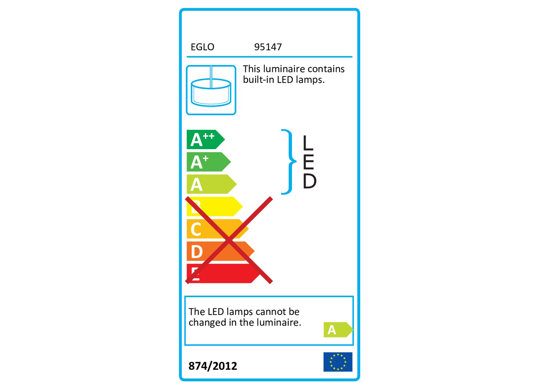 EGLO HANGLAMP LED CHROME/WIT LASANA