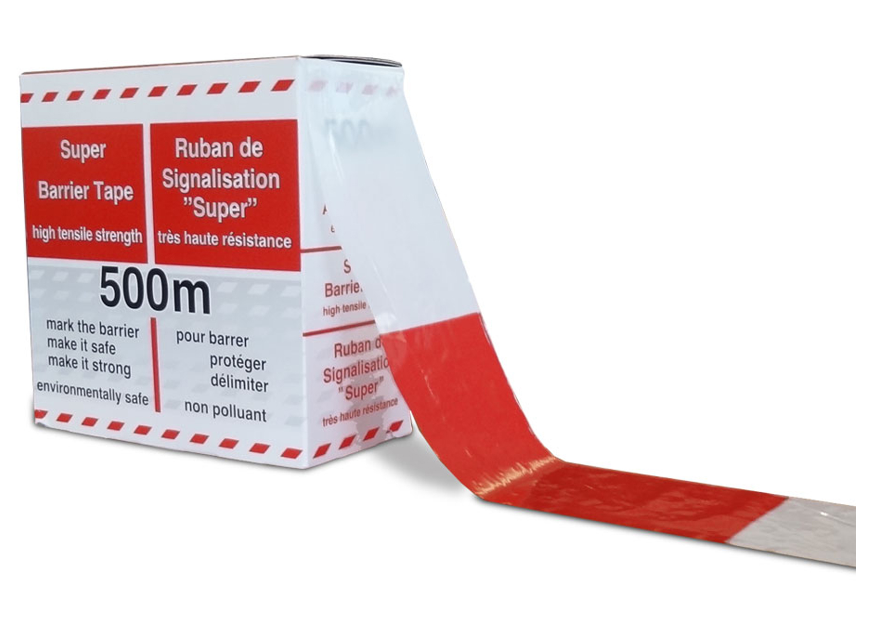 RUBAN DE SIGNALISATION 8CM 30µM 500M ROUGE/BLANC