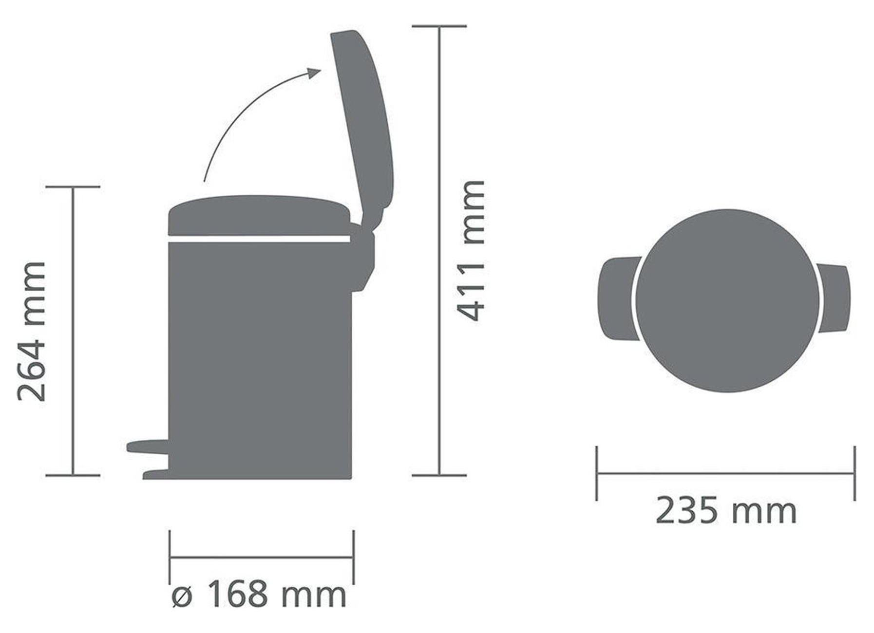 BRABANTIA PEDALETTE NEWICON 3L MATT STEEL FINGERPRINT PROOF